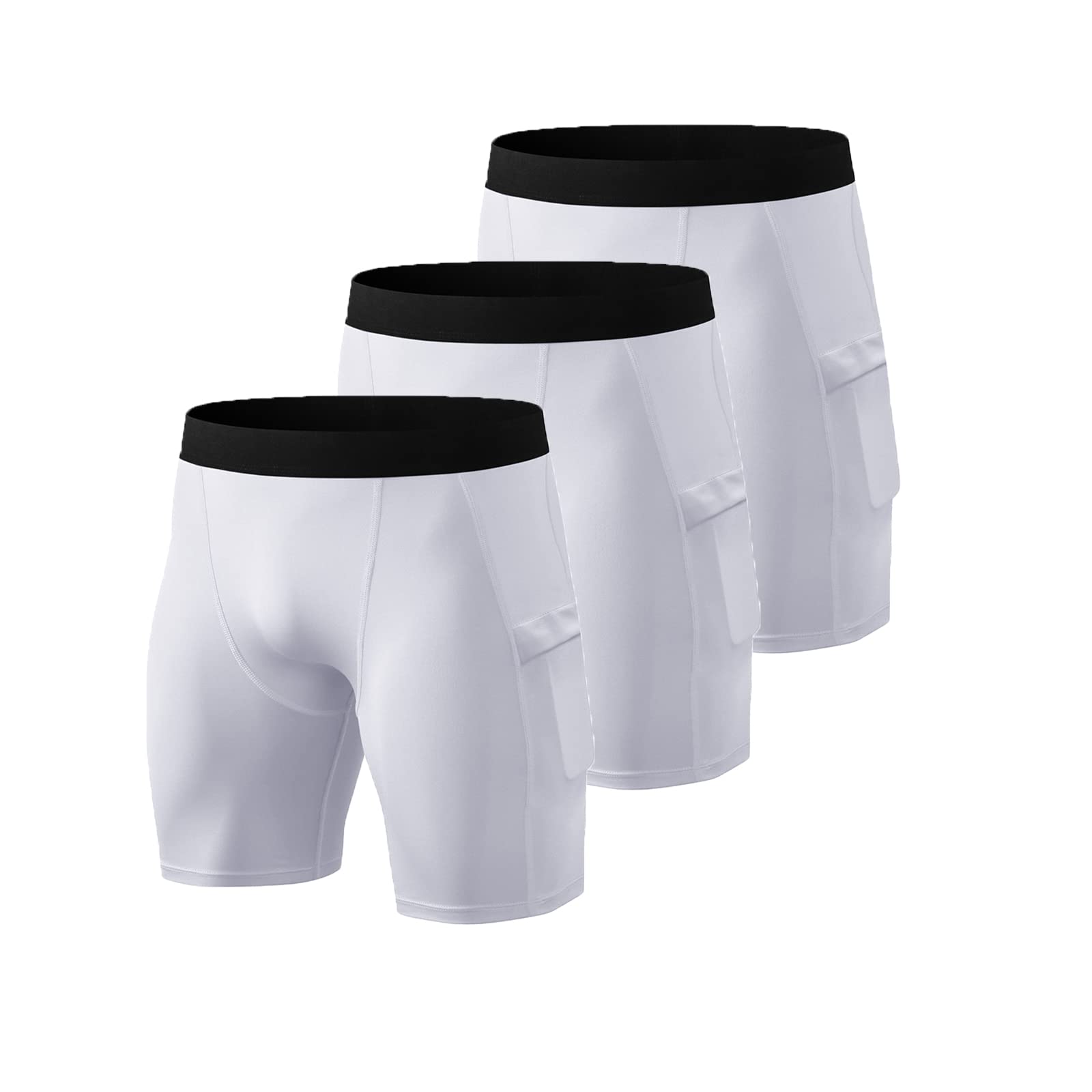 3 Pack Men's Compression Shorts - Moisture Wicking Spandex Workout Shorts with Pockets for Running, Training & Gym | Athletic Baselayer Underwear for Sports & Active Lifestyle