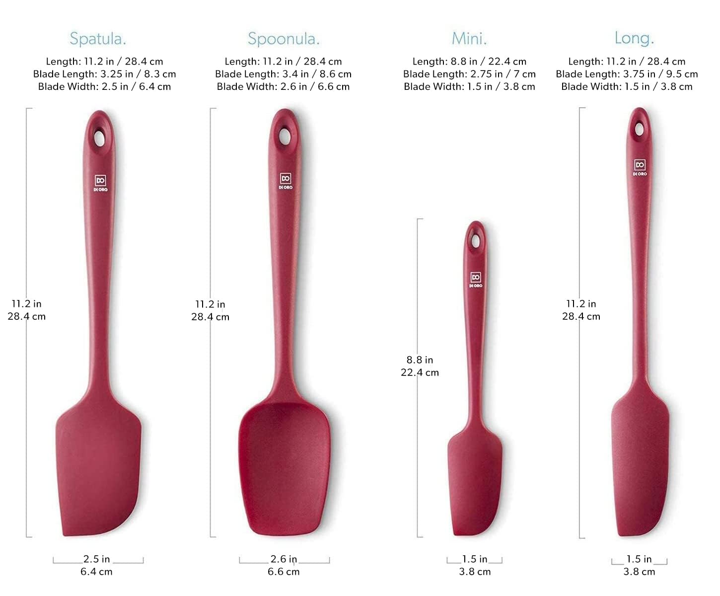 DI ORO Premium Silicone Spatula Set - 5-Piece Heat-Resistant Kitchen Utensils (600°F) for Baking, Cooking & Mixing - BPA-Free Rubber Scrapers for Nonstick Cookware - Dishwasher Safe (Red) - Perfect for Home Bakers & Professional Chefs