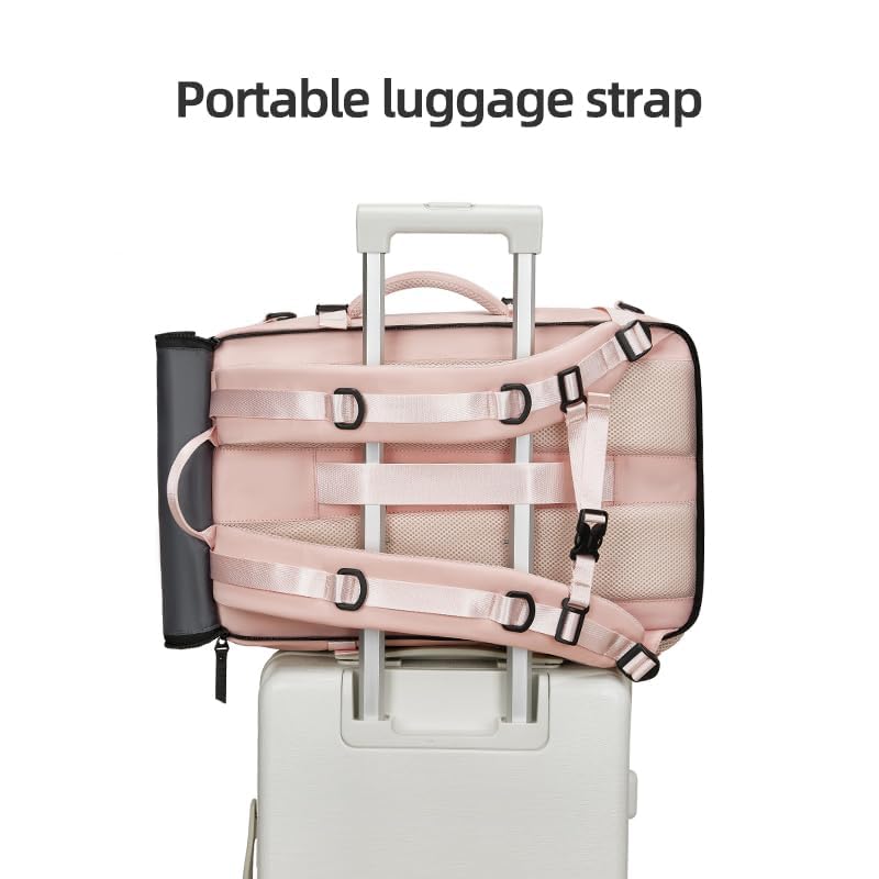Waterproof 16 Inch Women's Travel Backpack with USB Charging Port & Shoe Compartment - Pink Laptop Hiking Backpack for Business, Commuting & Outdoor Adventures