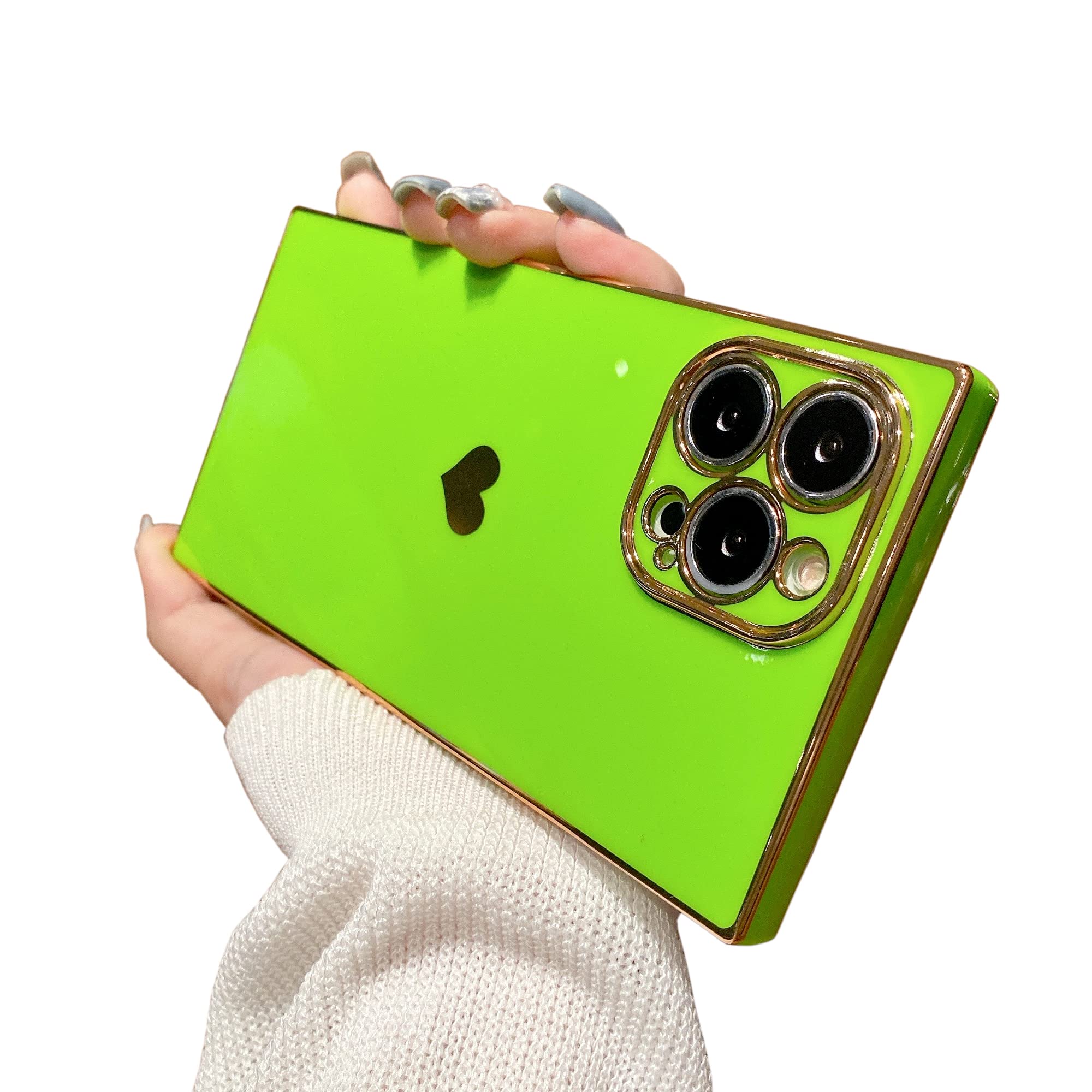 **Tzomsze Cute iPhone 13 Pro Max Case [6.7 inch] - Shockproof TPU Bumper Cover with Full Camera Lens Protection & Reinforced Corners (Fluorescent Green) - Perfect for Daily Use, Outdoor Activities & Travel**