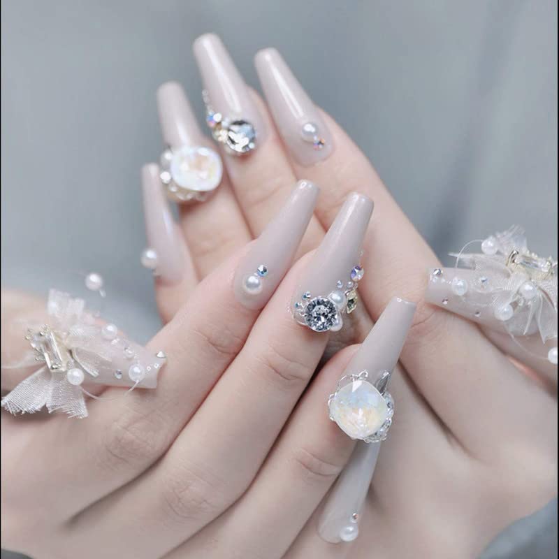 BELICIA 200PCS No Trace Coffin Long Ballerina Acrylic False Nails Set - Natural Clear Full Cover Long Coffin Nail Tips with Nail Cutter & Glue | Perfect for Salon, DIY Manicure, Party & Special Occasions