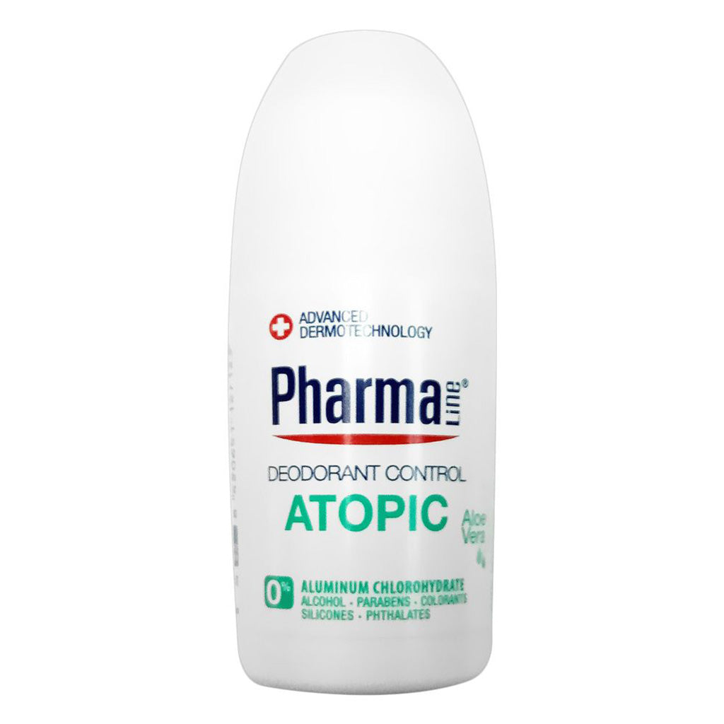 PharmaLine Atopic Deodorant Roll On for Sensitive Skin - 1.69 fl oz (50 mL) - Hypoallergenic & Fragrance-Free - Ideal for Daily Use, Gym & Outdoor Activities