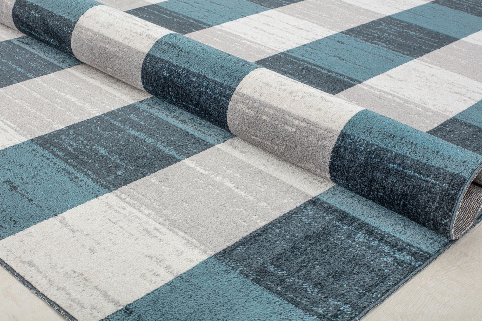 Rugs America Jaelyn JD65A Bedford Check Modern Contemporary Blue Area Rug 5'3