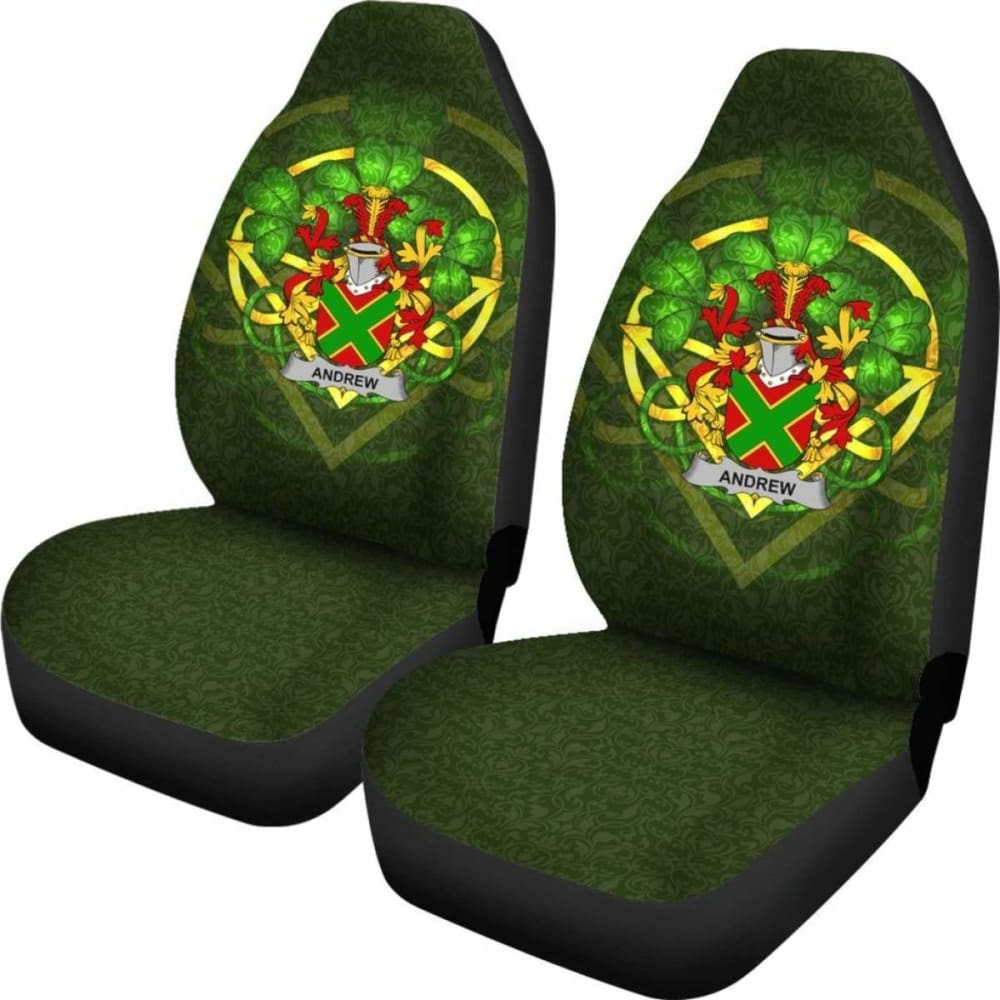 Andrew Ireland Car Seat Cover Set of 2 - Premium Celtic Shamrock Design for Cars, SUVs & Trucks - Waterproof & Anti-Slip Auto Accessories for Home, Office & Travel Use