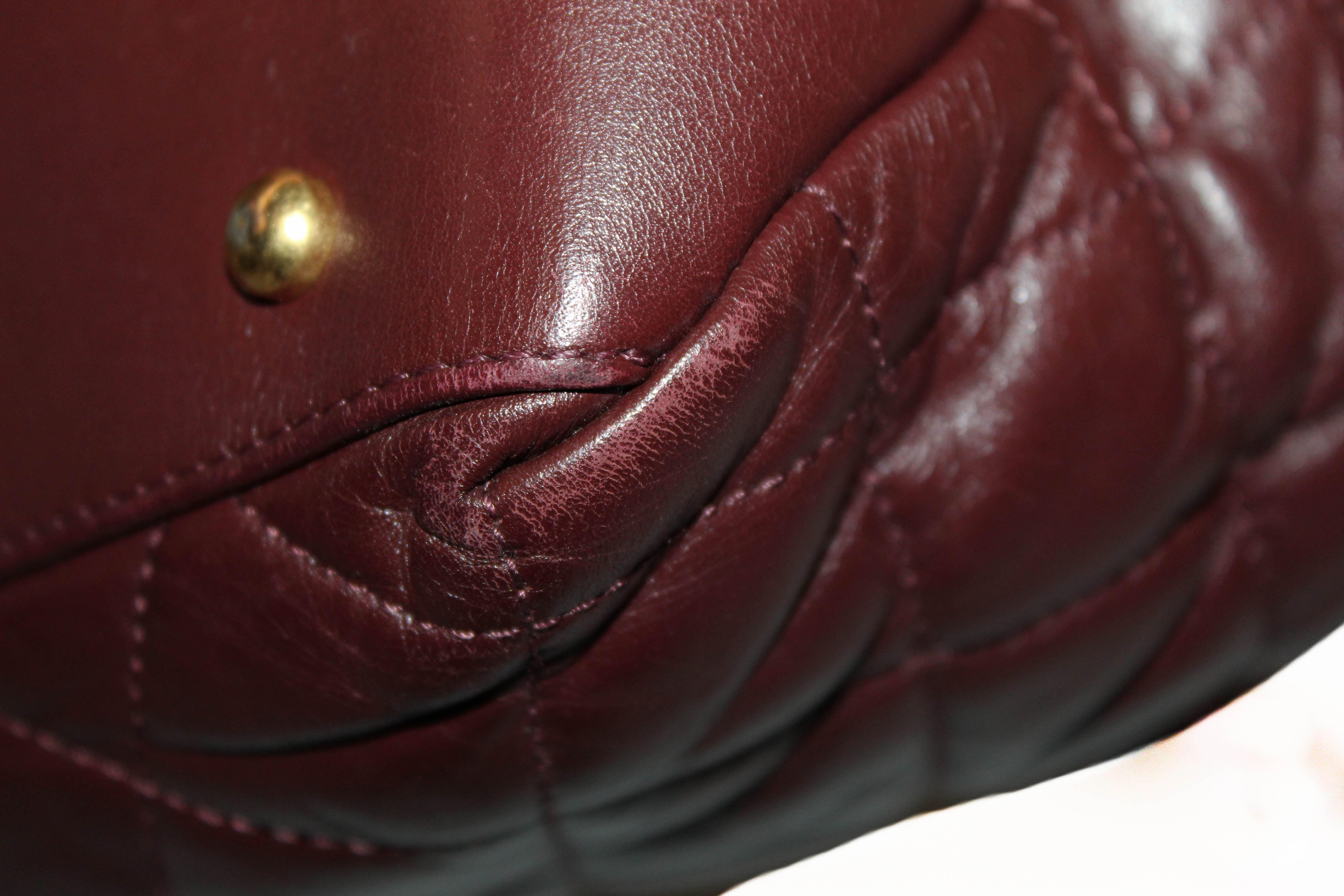 Authentic Chanel 31 Rue Cambon Paris Burgundy Distressed Leather Tote Bag - Luxury Designer Handbag for Women, Perfect for Work, Travel & Everyday Use