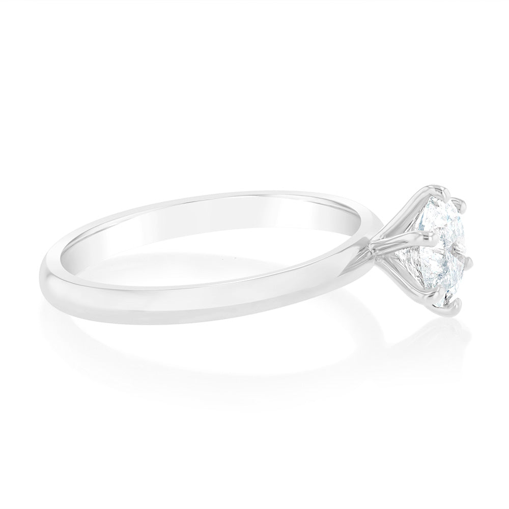 14K White Gold Solitaire Engagement Ring with 1.00 Carat Round Brilliant Cut Diamond (H-I Color, I1-I3 Clarity) - Perfect for Proposals, Anniversaries & Special Occasions