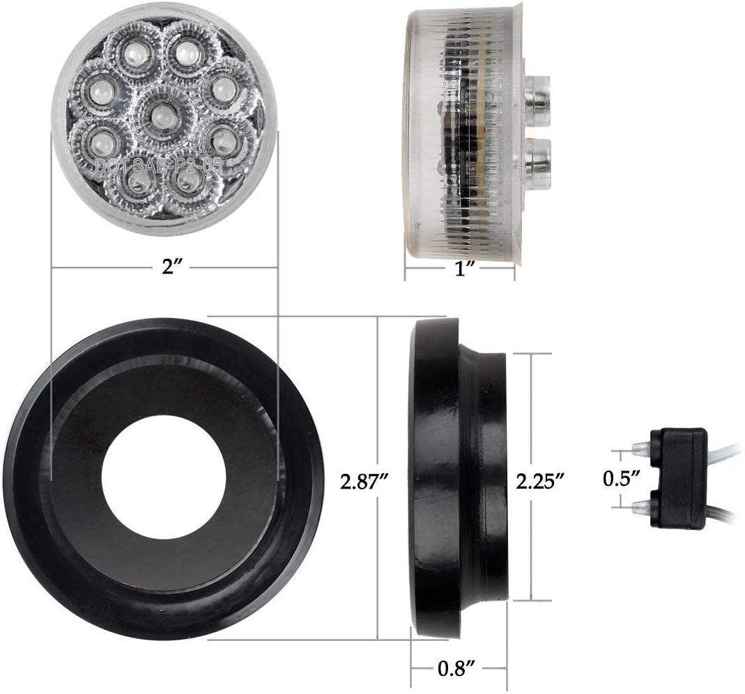 Partsam LED Small Trailer Light Kit - 2 Red 24 LED 6