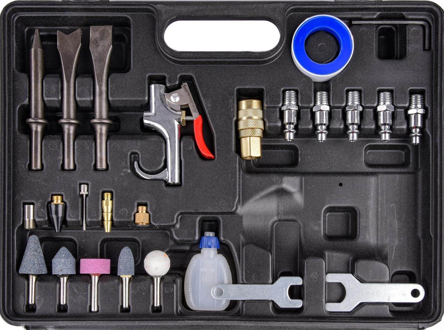 JEGS 81151 Professional Air Tool Kit - 4-in-1 Pneumatic Tool Set with Impact Wrench, Ratchet Wrench, Hammer & Die Grinder for Automotive Repair & DIY Projects | Heavy Duty Air Compressor Accessories for Mechanics & Home Garage Use