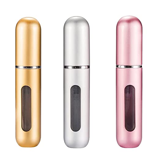 DIYA SALES Portable Mini Refillable Perfume Atomizer - 5 Pack Travel Perfume Spray Bottles for Women & Men, Leak-Proof Fragrance Container for Purse, Gym Bag, Office & Vacation Essentials