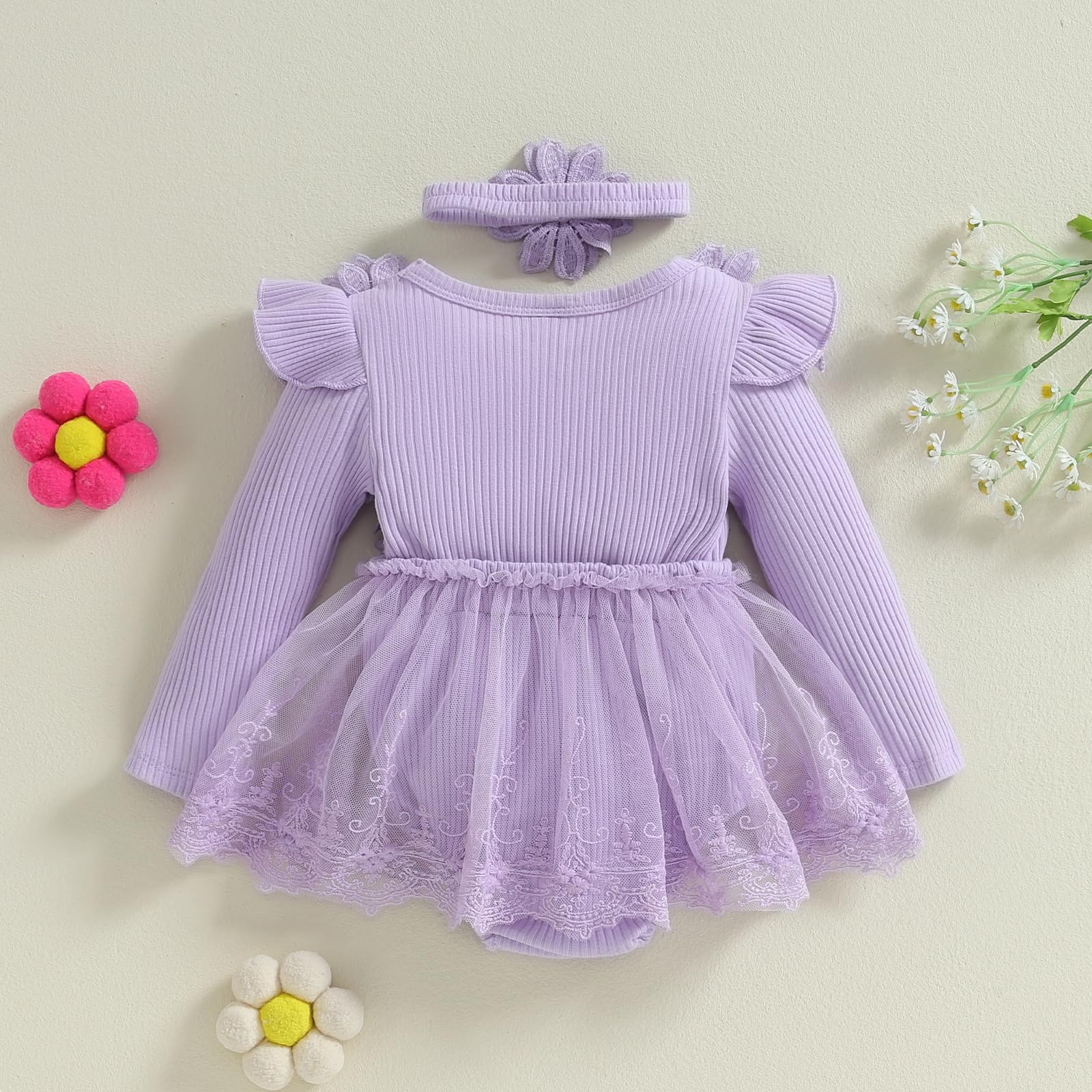 Little Princess Birthday Party Dress - Embroidered Flower Lace Tutu Romper Outfit for Baby Girls | Perfect for 1st Birthday, Photoshoots & Special Occasions