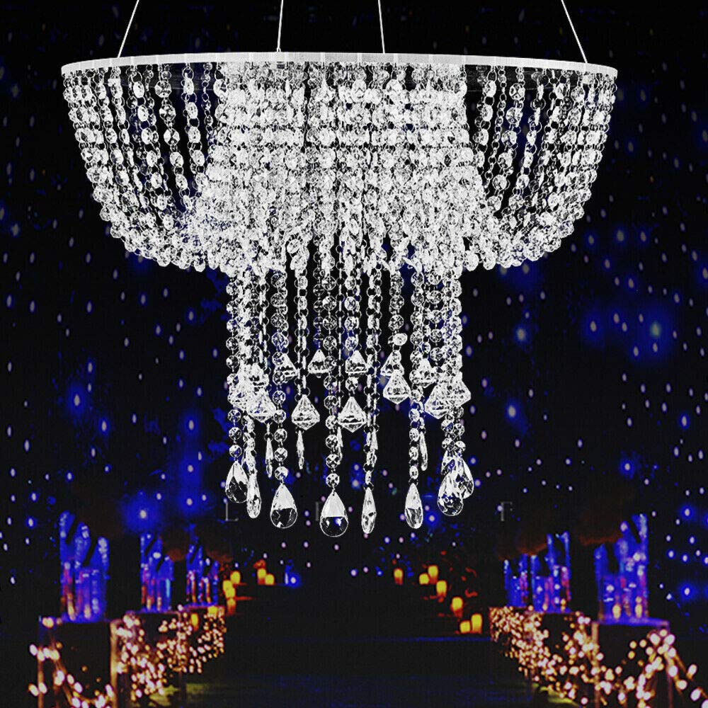 Elegant Crystal Chandelier Cake Stand with Pendants & Beads - Acrylic Wedding Cake Holder for Birthday Parties, Events & Cupcake Displays - Perfect for Romantic Weddings, Anniversary Celebrations & Dessert Tables