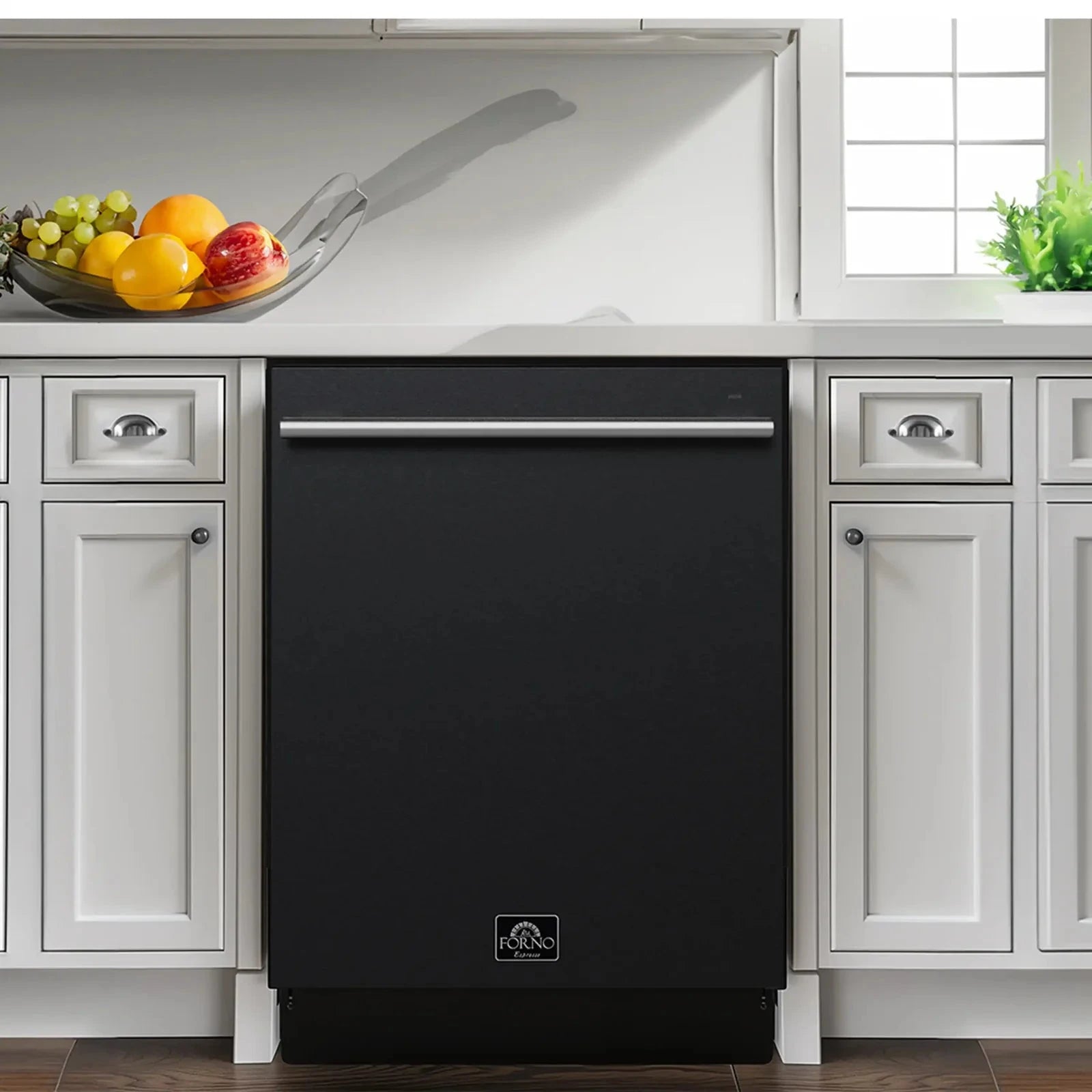Forno Romano 24-Inch Built-In Dishwasher in Black with Stainless Steel Handle - FDWBI8035 24BLK | Energy Efficient, Quiet Operation for Modern Kitchens | Perfect for Apartments, Small Homes & Open-Concept Spaces