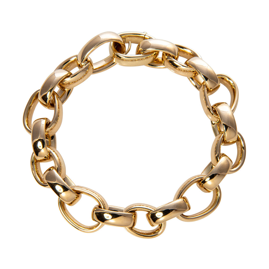 18K Yellow Gold Italian Mixed Oval Link Bracelet for Women - Elegant & Dainty Jewelry Gift for Birthday, Anniversary & Special Occasions