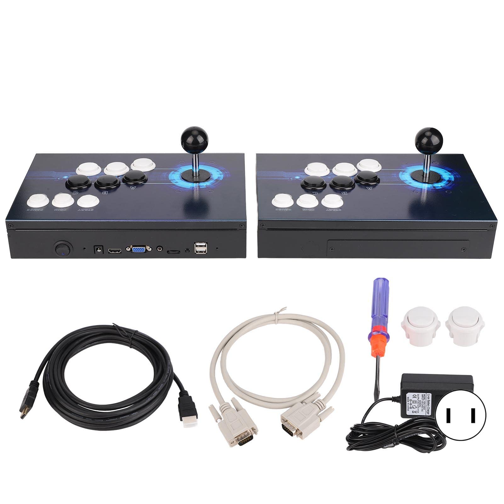 Aqur2020 Dual Game Console Joystick - Professional 3D Gaming Controller for PC, TV & Projector with US Plug (100-240V) - Perfect for Home Entertainment & Multiplayer Gaming Sessions
