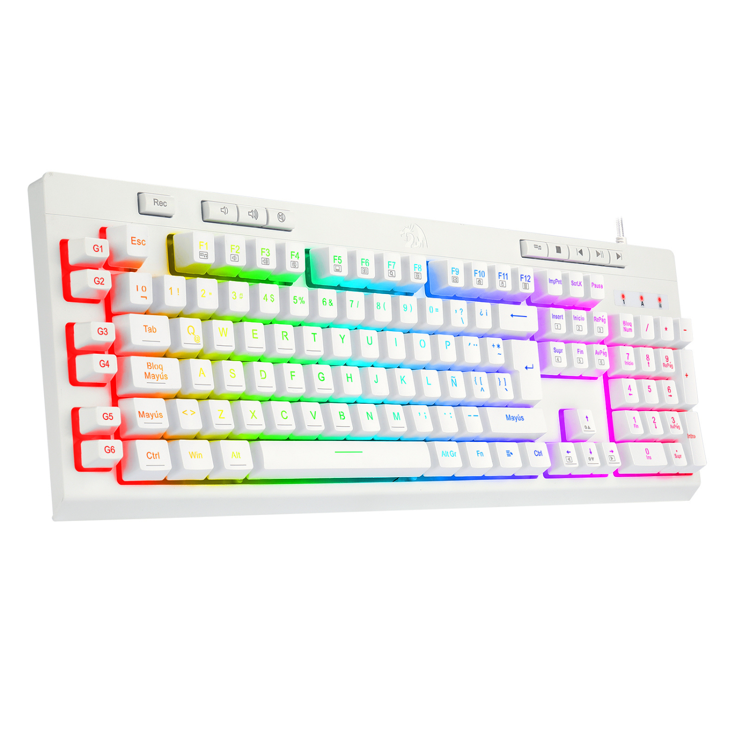 Redragon Shiva K512 RGB Gaming Keyboard - White (Spanish Layout) | Mechanical Feel, Anti-Ghosting | Perfect for PC Gaming & Esports