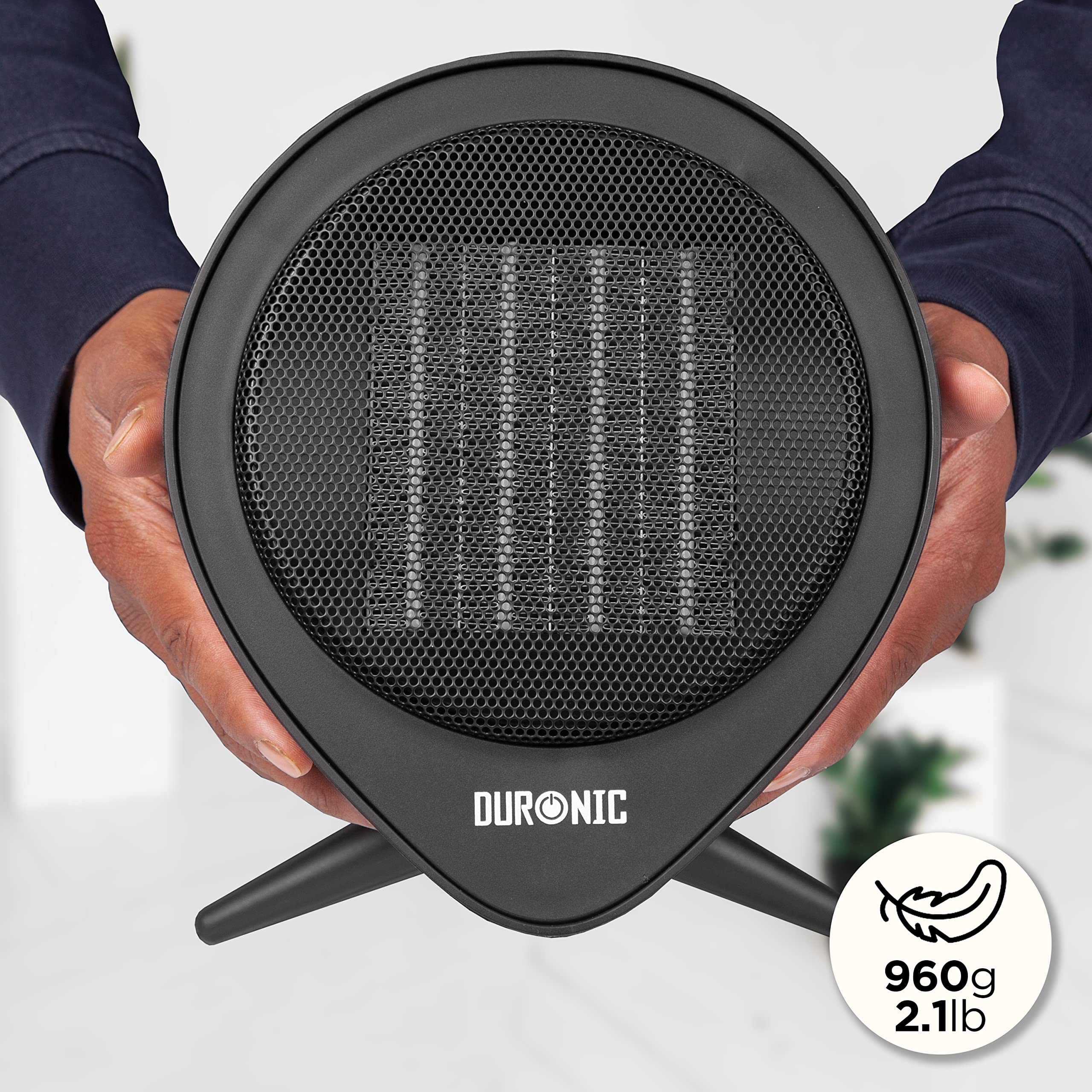 Duronic FH15K Small Ceramic Space Heater - 900W/1500W Dual Heat Settings, 15-Hour Timer, Overheat Protection - Compact Portable Electric Heater for Home, Office, Bedroom & Desk Use - Retro Design Floor & Desktop Mini Heater