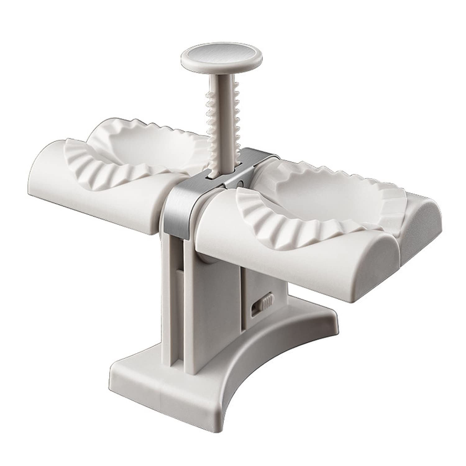 BNCLSTG Stainless Steel Dumpling Maker - Automatic Double Head Dumpling Skin Press Machine for Home Use (White, 1pc) | Perfect for Making Homemade Dumplings, Wontons, and Pastries