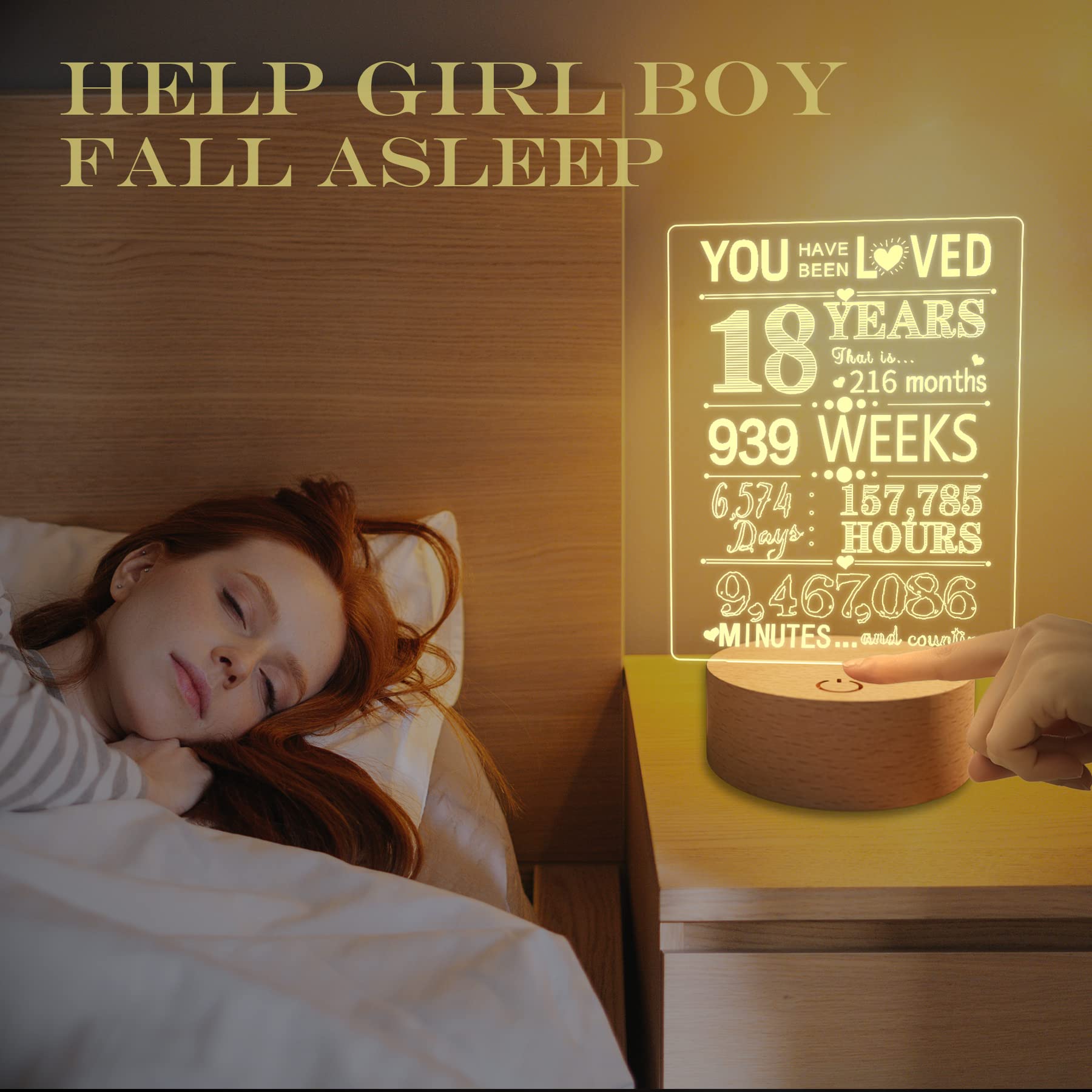 Personalized 18th Birthday Gifts for Girls & Boys - Custom Night Light for Daughter, Son, Best Friend - Unique 18 Year Old Birthday Decorations for Party, Bedroom, or Dorm Room