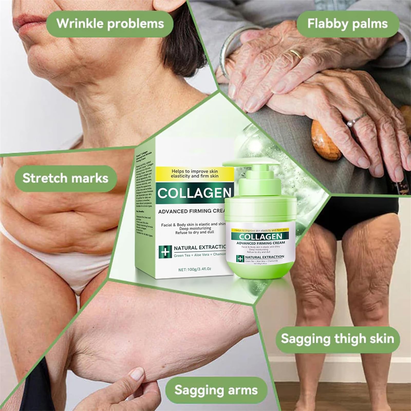 **Premium Collagen Firming Cream - Deep Hydration & Skin Tightening for Face & Body - Anti-Aging Lifting Treatment for All Skin Types (3 Pack) | Daily Skincare Routine & Nighttime Rejuvenation**