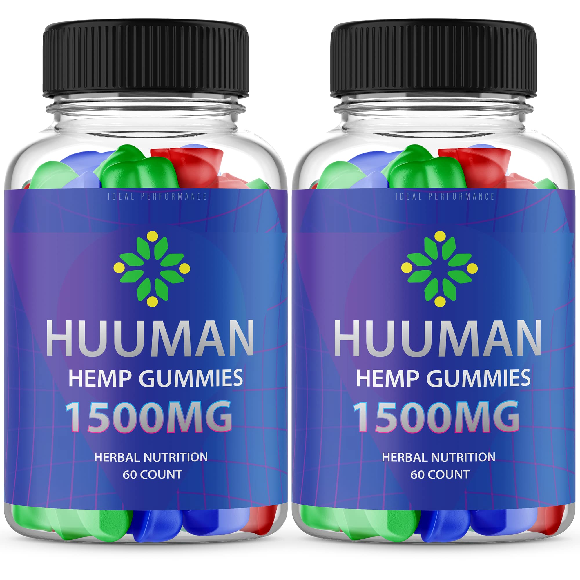 Huuman Gummies 1500mg (2 Pack, 120 Gummies) - Premium CBD Gummy Bears for Stress Relief & Sleep Support - Perfect for Daily Wellness Routine & Relaxation