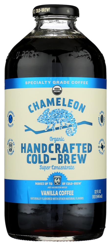 Chameleon Cold-Brew Vanilla Coffee Concentrate - 6 Pack | Premium Organic Cold Brew Coffee for Home, Office & Travel | Smooth & Bold Flavor | Perfect for Iced Coffee, Lattes & Cocktails