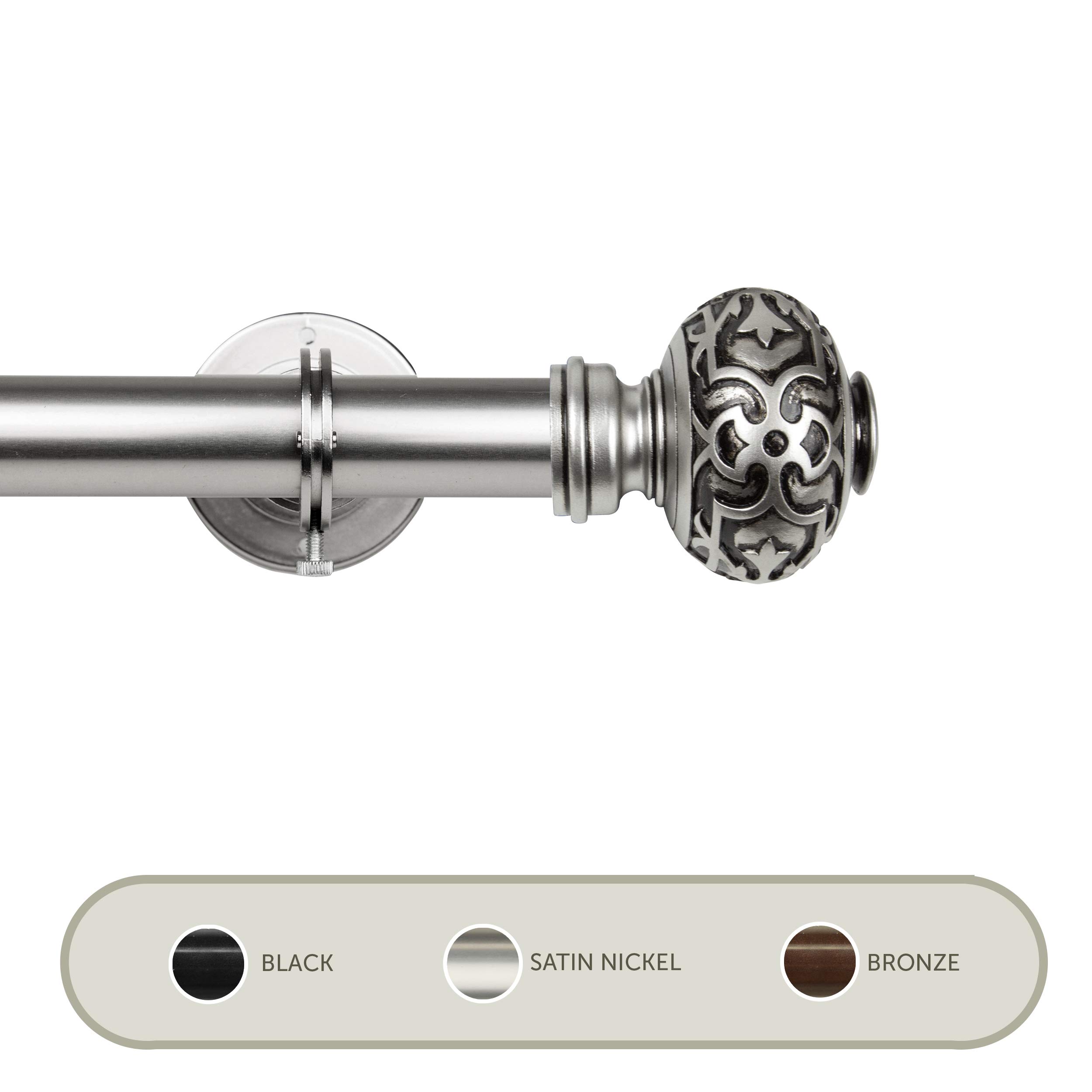 Rod Desyne Maple 1 Inch Adjustable Ceiling Curtain Rod - 66 to 120 Inches Extendable Room Divider in Satin Nickel Finish - Perfect for Home Theater, Bedroom Blackout Curtains and Room Partitioning