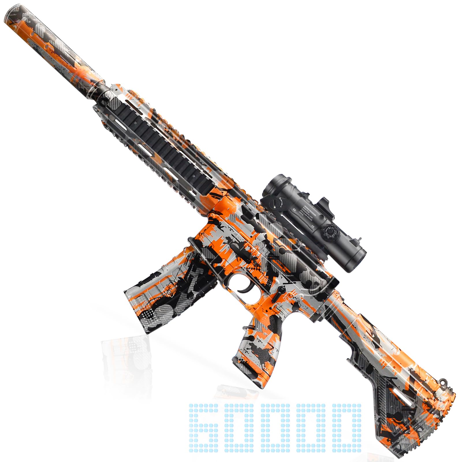 Full Auto Outdoor Games Toy with 60,000+ Foam Balls - Team Building & Backyard Fun for Teens & Adults (Orange) - Perfect for Birthday Parties, Summer BBQs, and Family Gatherings