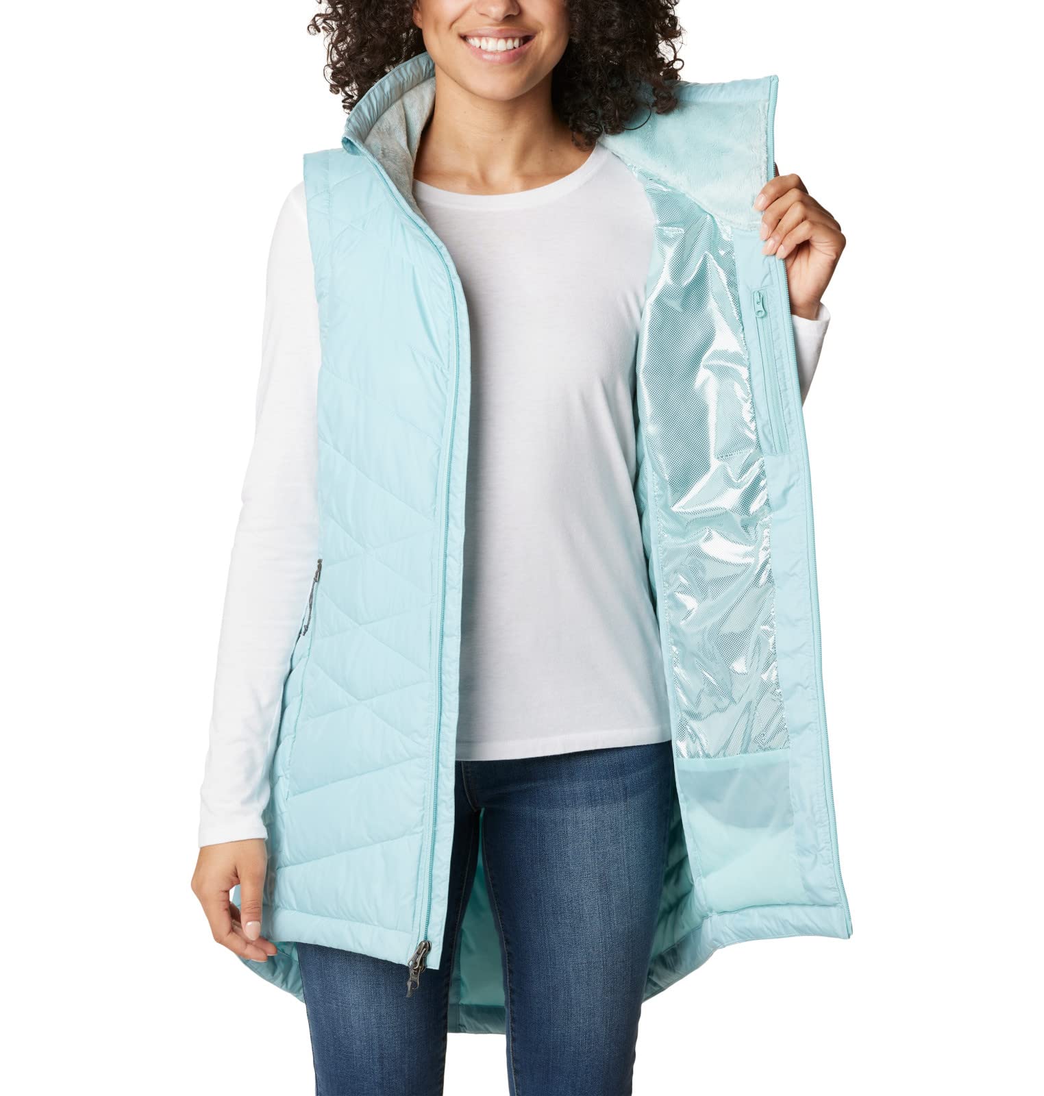 Columbia Women's Heavenly Long Vest - Lightweight Water-Resistant Puffer Vest for Hiking, Camping & Outdoor Activities