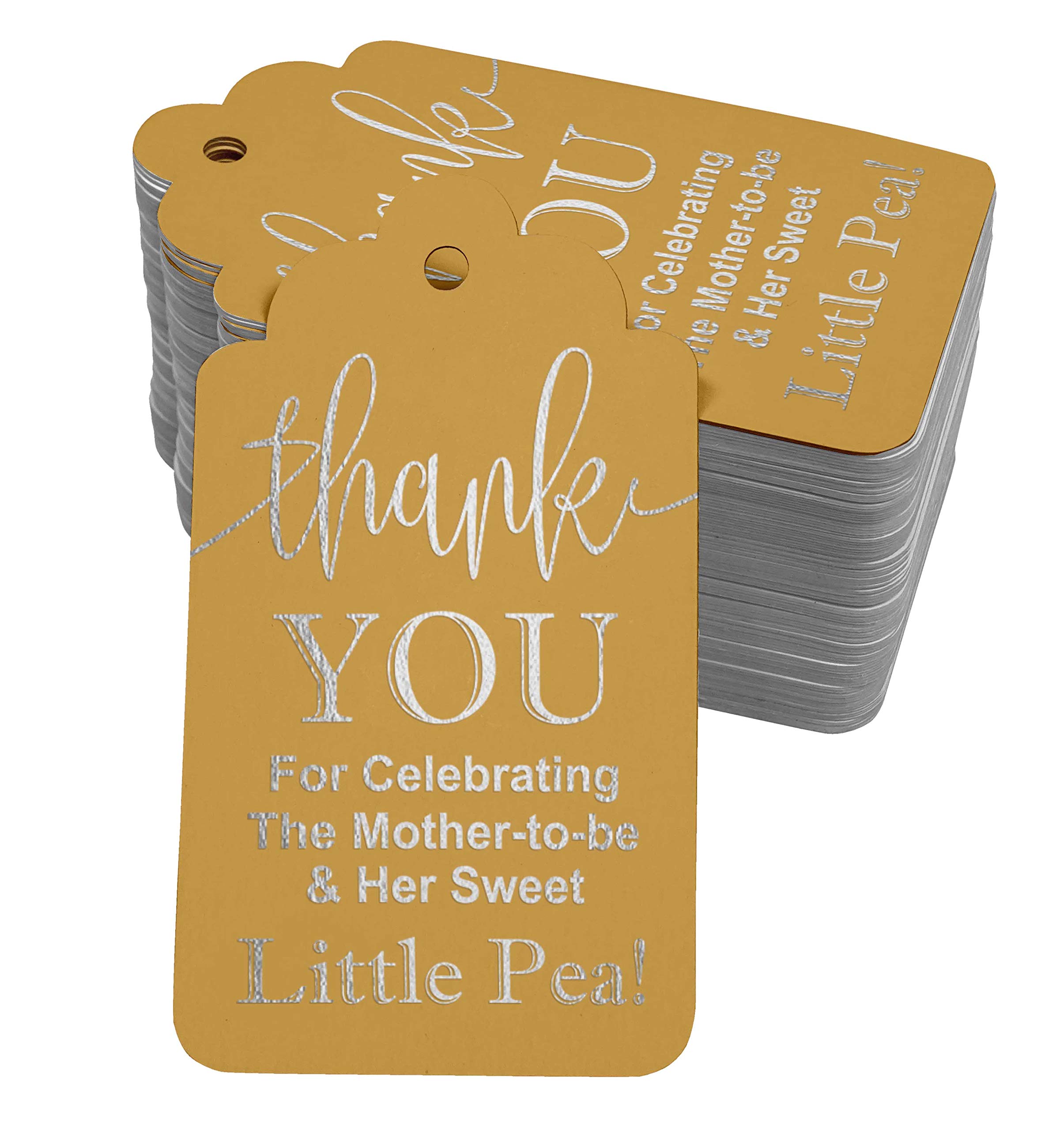 Premium Silver Foil Paper Hang Tags - 100pcs Baby Shower Thank You Gift Tags for Celebrating Mother-to-Be | Perfect for Baby Shower Favors, Party Decorations & Gift Wrapping