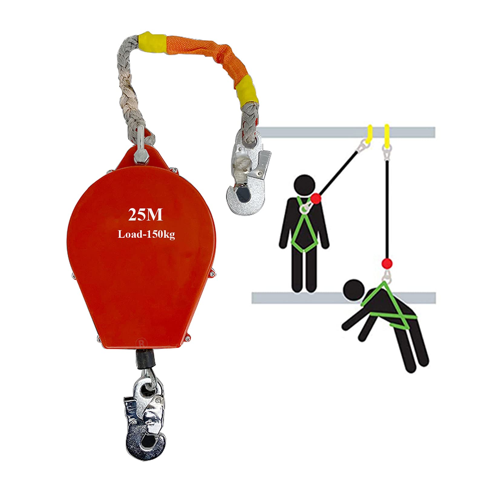 Self-Retracting Lifeline with Hook - 150KG Capacity Fall Protection Safety Device for Scaffolding & Construction - Ideal for Roofing, Maintenance & High-Altitude Work