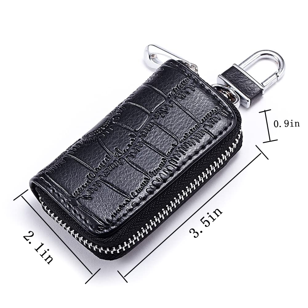 Premium Leather Car Key Case Holder - Smart Key Chain & Zipper Key Fob Protector for Remote Car Keys | Perfect for Toyota, Honda, Ford Key Fobs | Car Accessories & Travel Essentials