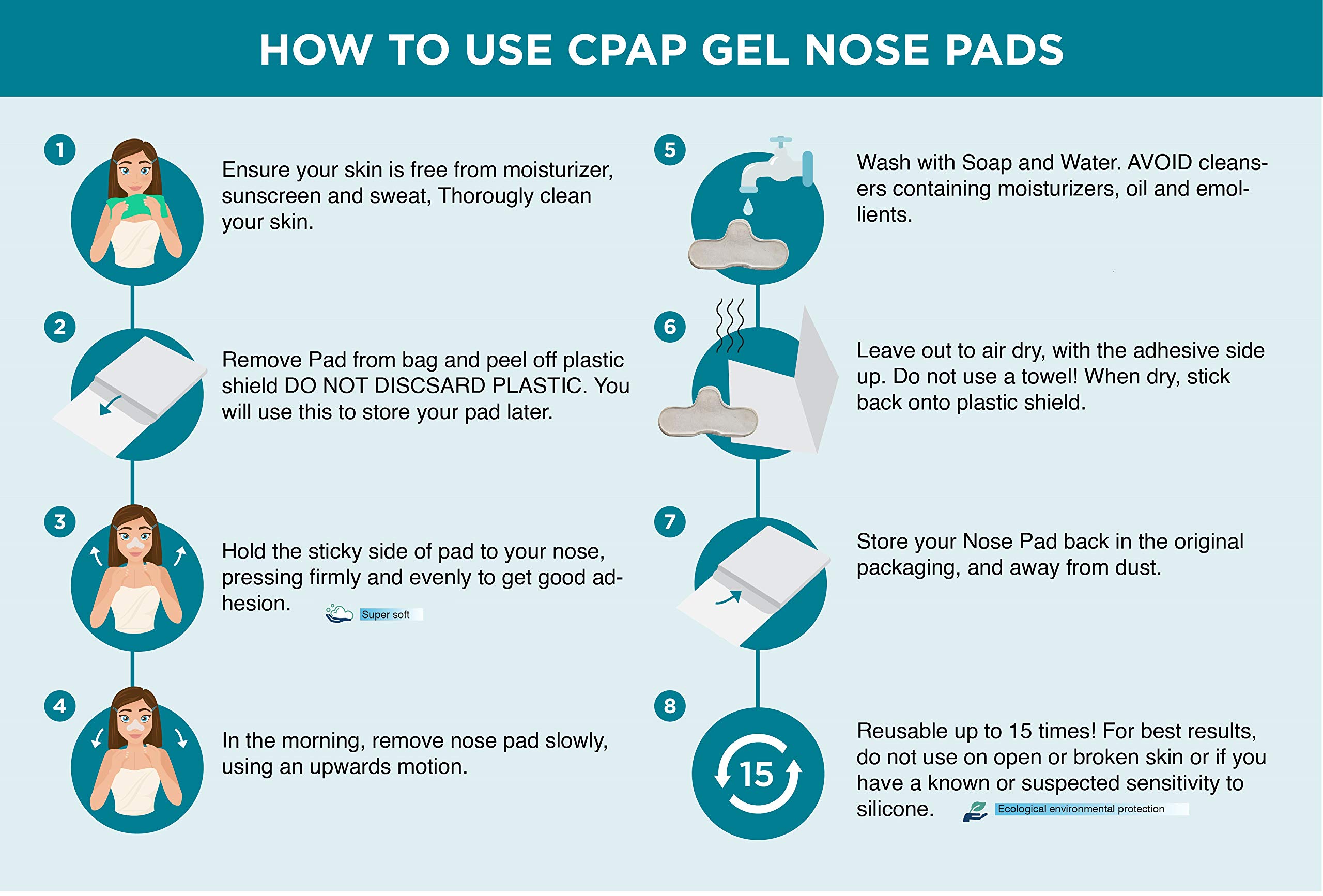 CPAP Nose Gel Pad Protector for Mask - Large Pack of 5 - Soft Nasal Cushion for CPAP Therapy - Reduces Irritation & Soreness - Sleep Comfort Pad for Better Breathing - Ideal for Sleep Apnea & Snoring Relief