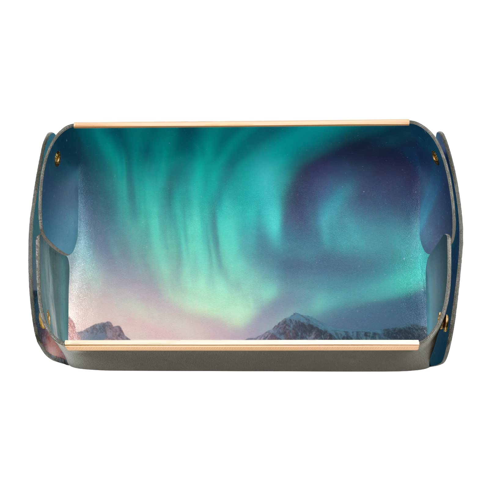 Northern Lights Valet Tray - Desktop & Nightstand Organizer for Keys, Phone, Jewelry - Removable Vanity Tray & Desk Storage Plate - Perfect for Bedroom, Office, and Entryway Organization