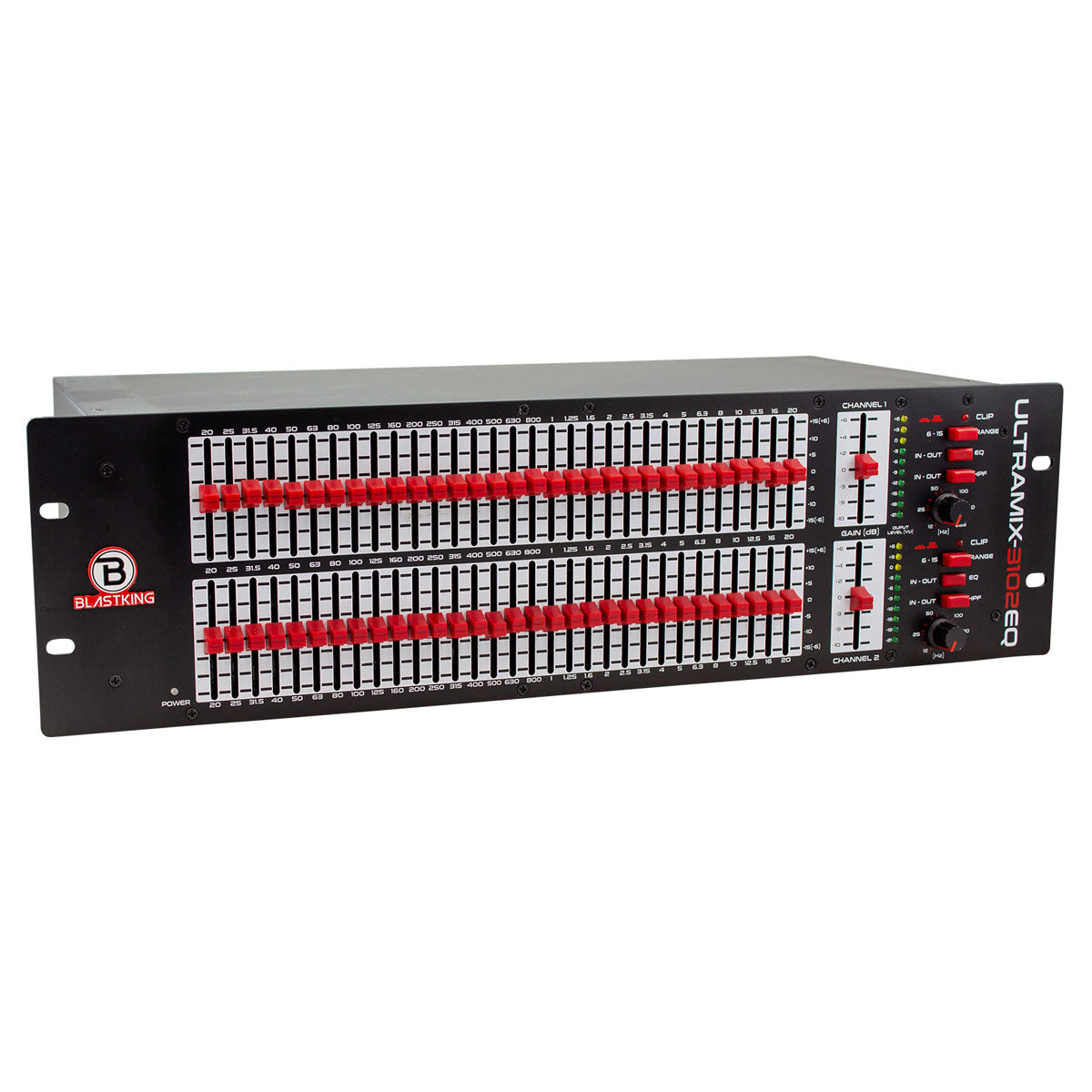 Blastking ULTRAMIX3102 EQ Dual 31 Band Professional Audio Graphic Equalizer for Studio, Live Sound & DJ Setup - Perfect for Home Theater, Music Production and Stage Performances