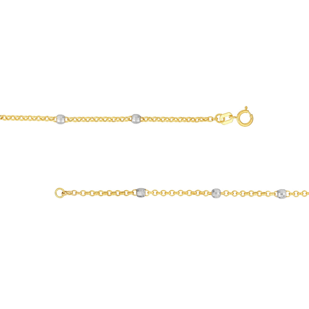 14K Two-Tone Gold Disco Bead Chain Necklace for Women - Elegant Layered Jewelry Gift for Party, Wedding & Everyday Wear