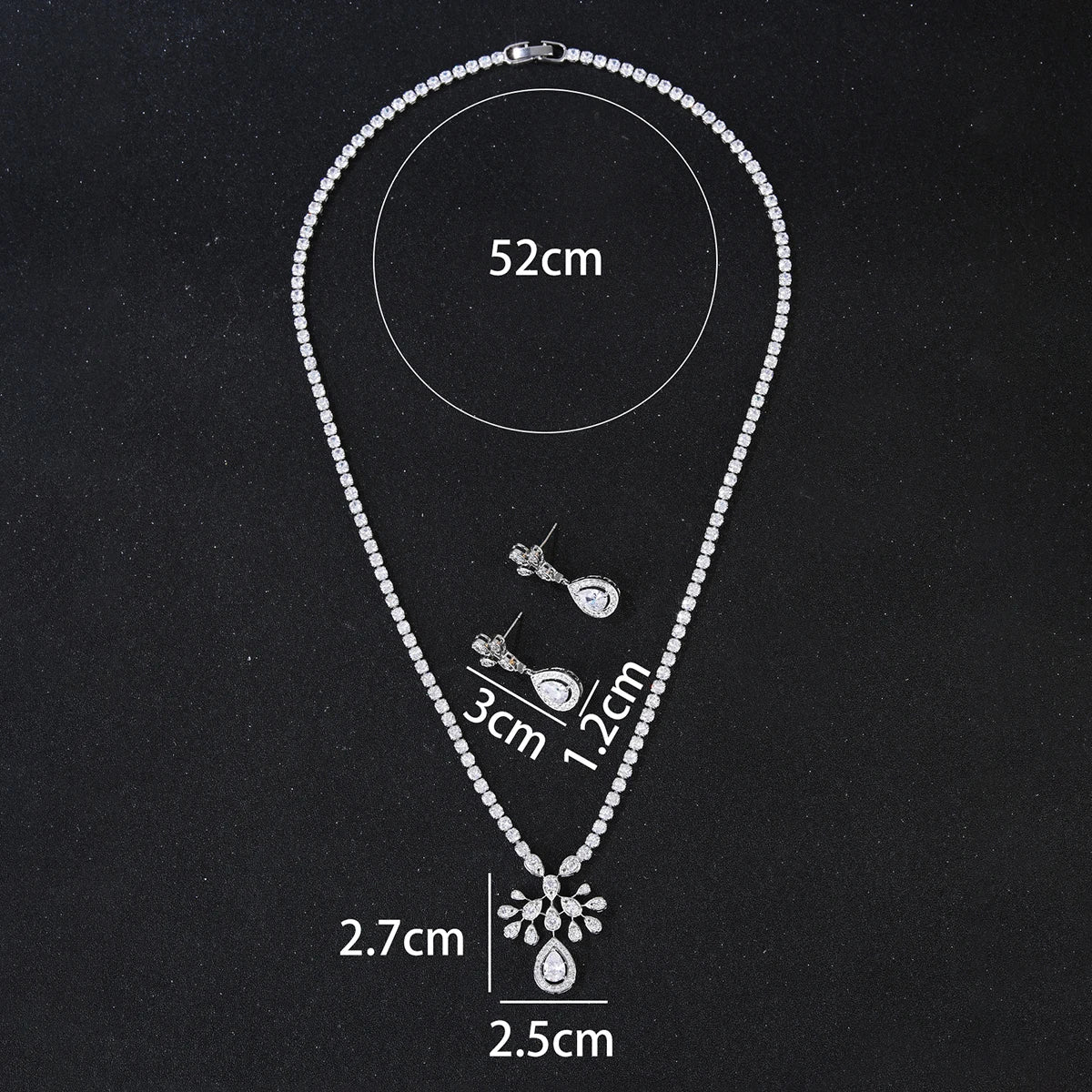 Bridal Jewelry Set - Crystal Cubic Zirconia Flower Necklace & Earrings for Wedding, Anniversary, Prom | Elegant Gift for Bride, Girlfriend, Wife | Perfect for Weddings, Date Nights, Special Occasions