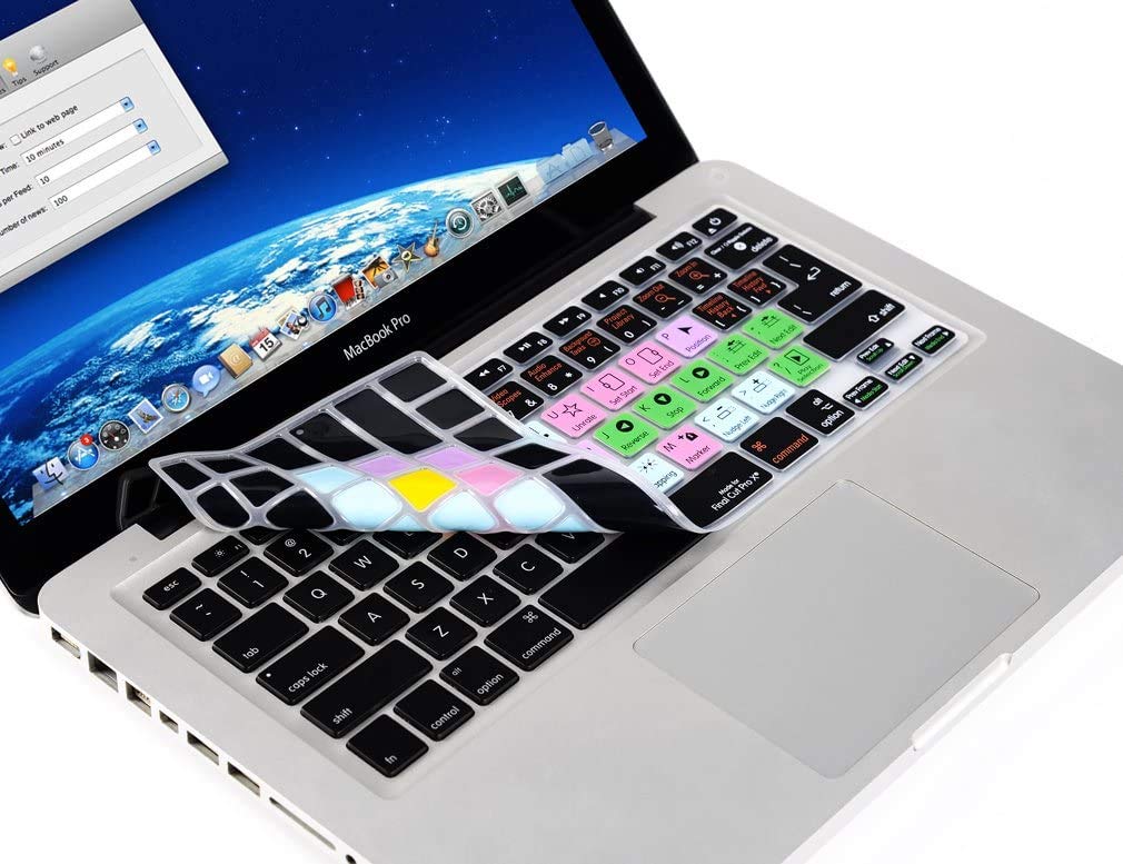 Final Cut Pro X English Silicone Keyboard Cover - Shortcuts Skin Protector for MacBook Air & MacBook Pro 13/15/17 Inch (US/EU Layout) | Perfect for Video Editors & Content Creators