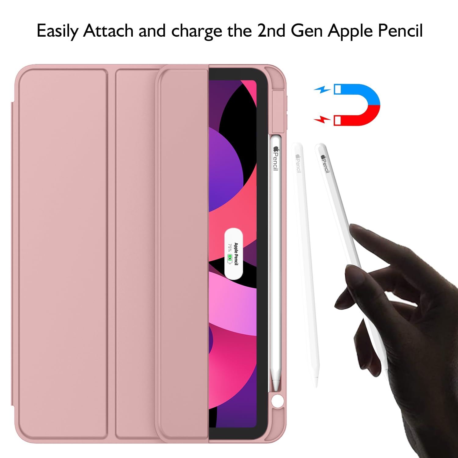 ZryXal iPad Air 11 Inch Case for M3 2025 & M2 2024 Models, Compatible with iPad Air 5th/4th Gen 2022/2020 10.9 Inch - Protective Cover with Touch ID Support & Auto Wake/Sleep Feature (Dark Salmon) | Perfect for Work, Travel & Everyday Use