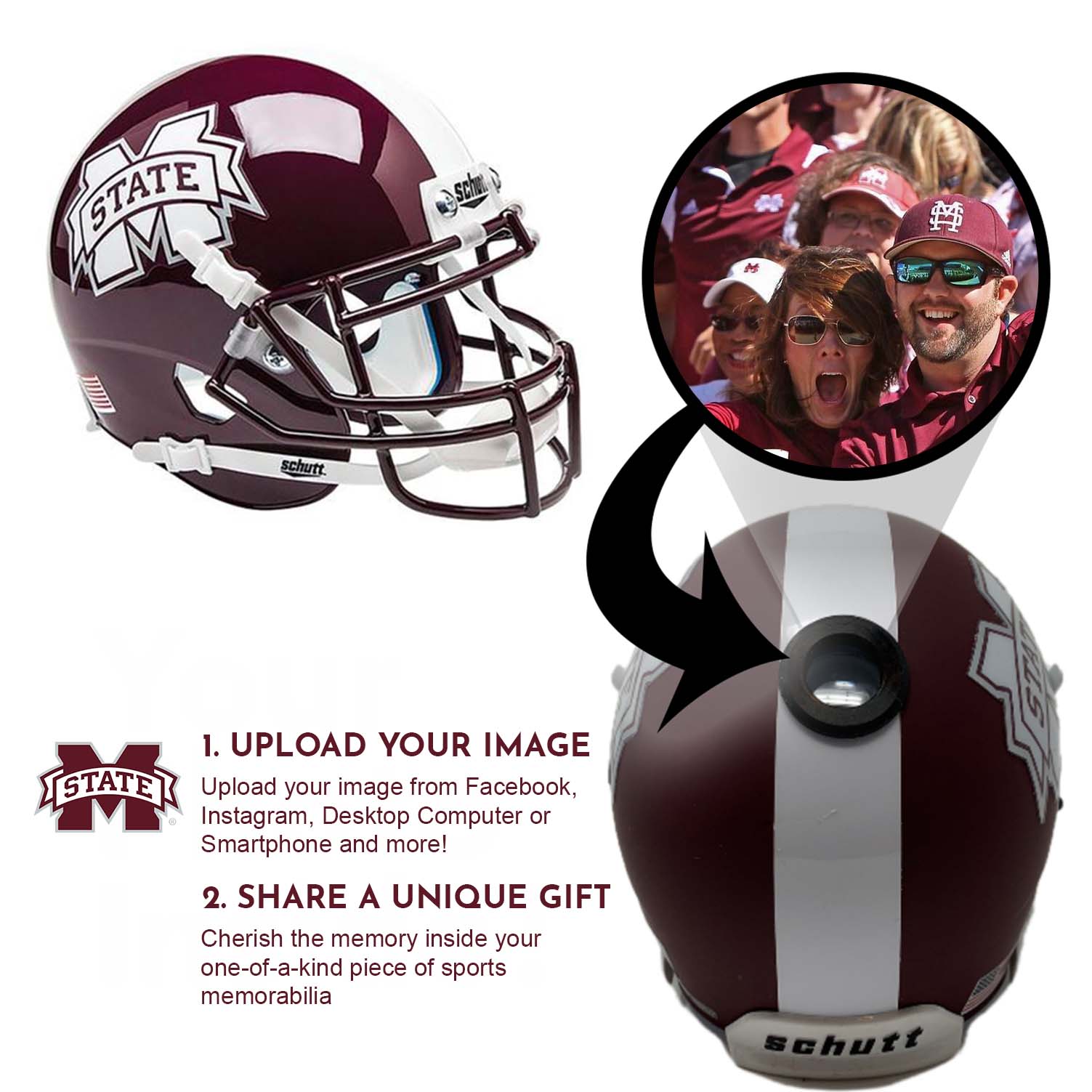 MSU Bulldogs College Football Collectible Mini Helmet - Authentic Replica with Display Stand - FANZ Collectibles - Perfect for Game Room Decor, Sports Memorabilia Collection, and Fan Gifts