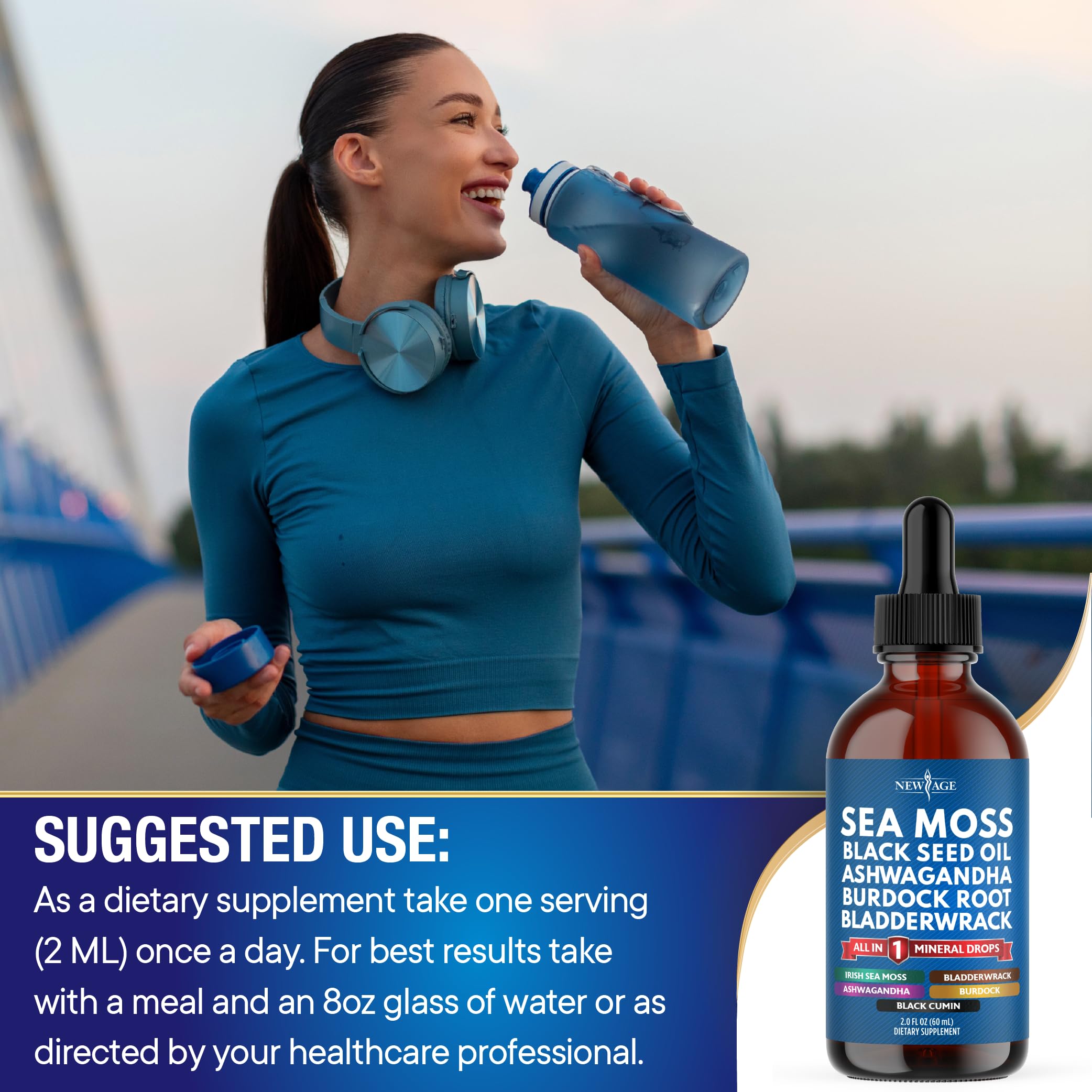 Organic Sea Moss Liquid Drops with Black Seed Oil, Ashwagandha & Burdock Root - Vegan Multimineral Supplement for Immune Support, Energy & Detox - Non-GMO, Silica-Rich Formula (2 Pack) - Perfect for Daily Wellness Routine & Holistic Health Enthusiasts