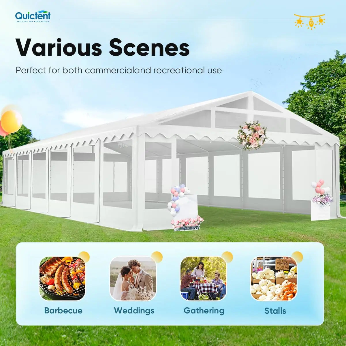 20' x 40' Party Tent with Clear Sidewalls - Waterproof Outdoor Canopy for Weddings, Events & Camping - Heavy Duty Commercial Shelter with Removable Walls