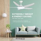 Fanco Tributo 46/56 Inch Modern Ceiling Fan with LED Light Kit - Energy Efficient Indoor/Outdoor Use for Bedroom, Living Room, Patio