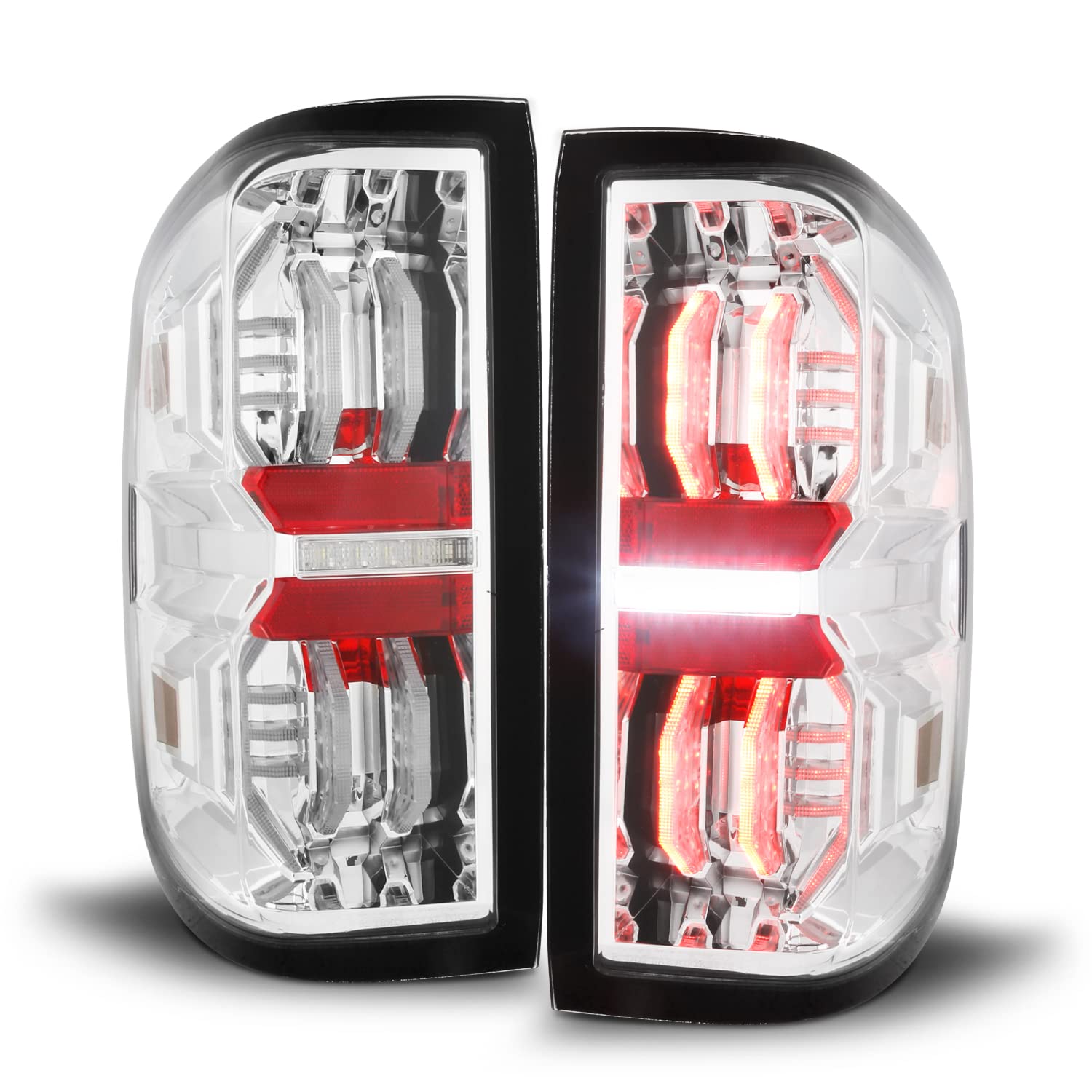 AKKON 3D LED DRL Chrome Tail Lights for 2014-2018 Chevy Silverado 1500/2500HD/3500HD - Halogen Replacement, Left & Right Pair - Upgrade Your Truck's Style & Night Visibility