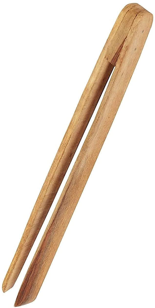 Handmade Wooden Kitchen Tongs - Heavy Duty Cooking Utensil for Grilling, Serving, and BBQ - Natural Wooden Chimta for Safe Food Handling