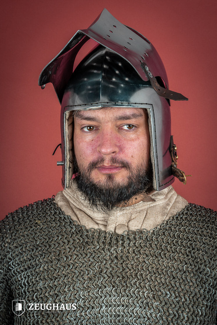 2mm Polished Full Visor Bascinet Helmet - Medieval Knight Armor for LARP, Cosplay & Historical Reenactment