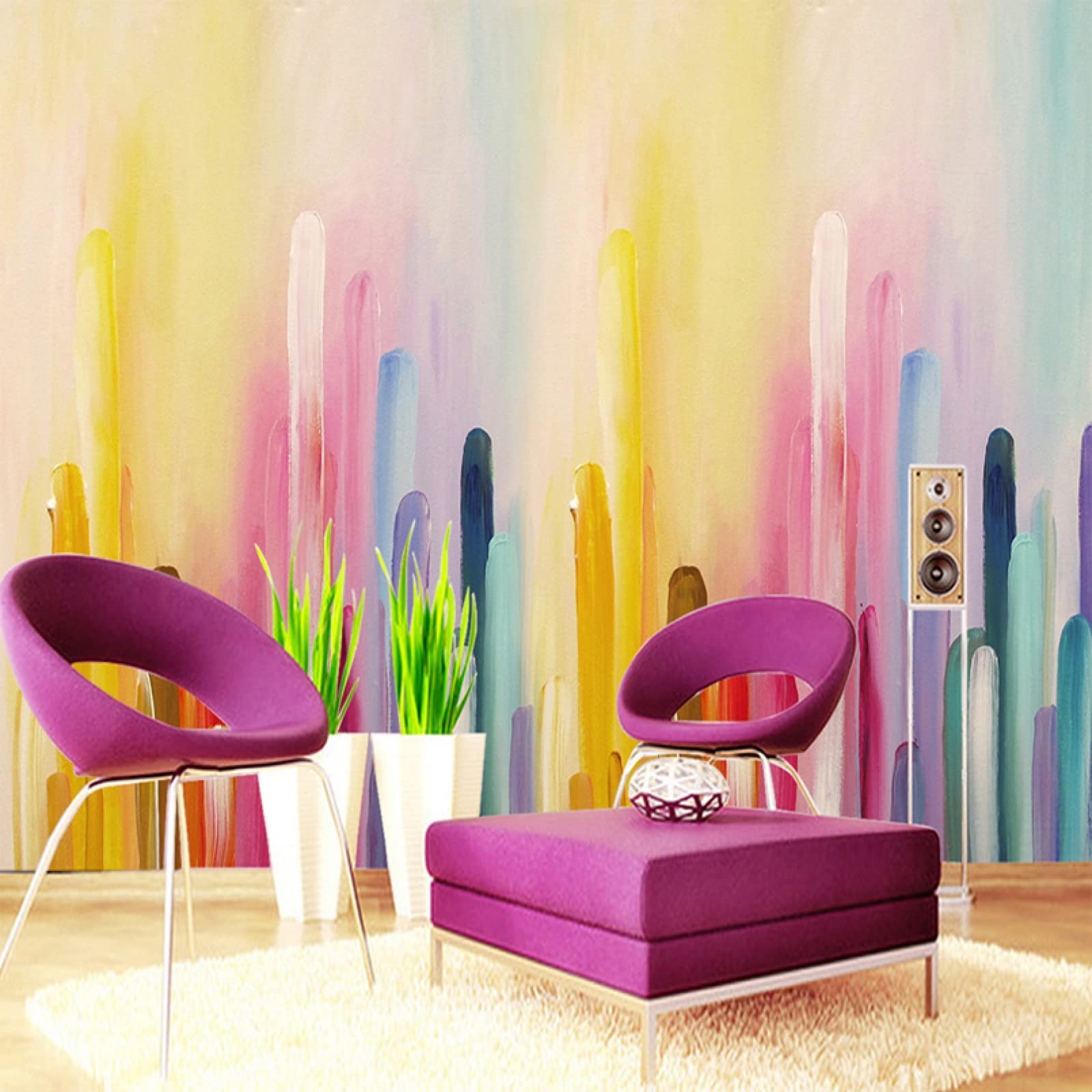 Hand-Painted Color Gradient Wall Art Stickers - Premium Mural Decor for Bedroom & Kids Room - 137.8x100 Inch High-Resolution Wall Painting (Perfect for Nursery, Living Room & Office Decor)