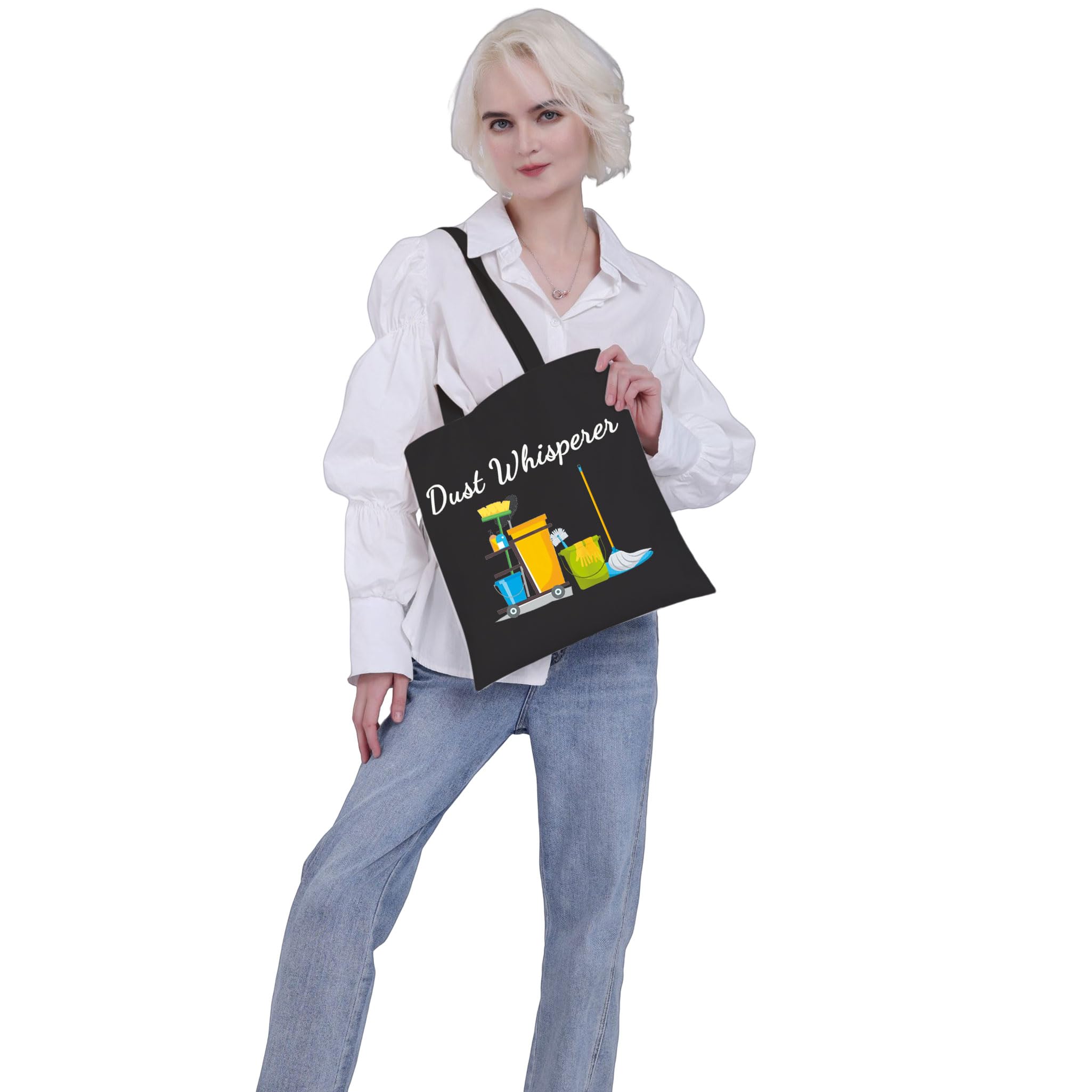 VAMSII Dust Whisperer Tote Bag - Premium Housekeeper Appreciation Gift for Cleaning Crew, Housekeeping Staff & Cleaning Women - Durable Shopping Bag for Work & Home Use - Perfect for House Cleaners, Janitors & Cleaning Professionals