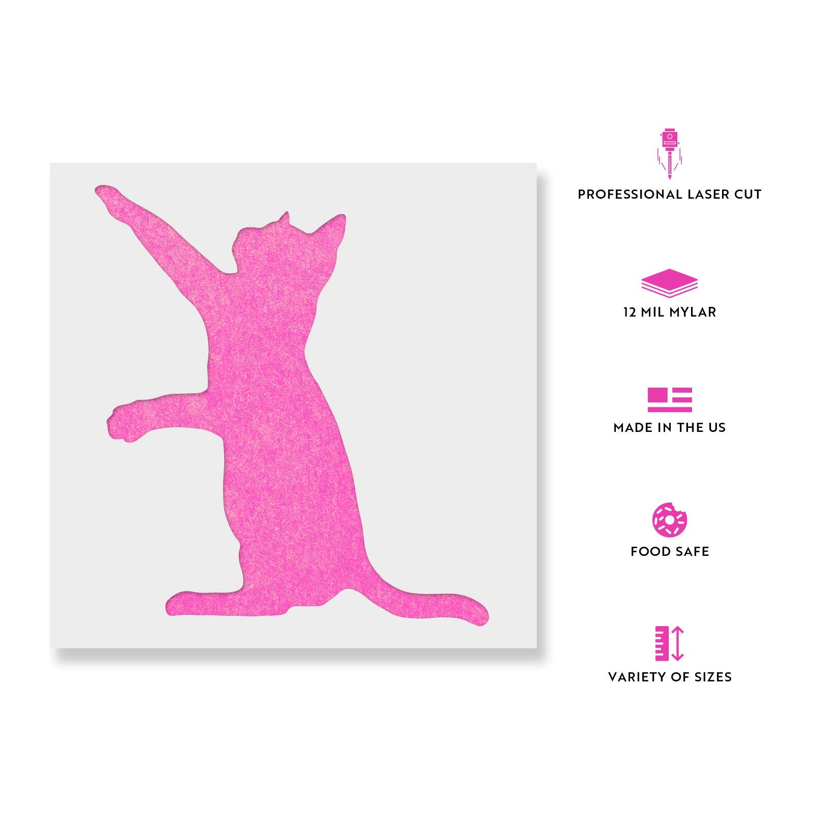 Cat Stencil Art for DIY Projects - Cat Scratching Silhouette Template for Wall Decor, Wood Burning & Crafting