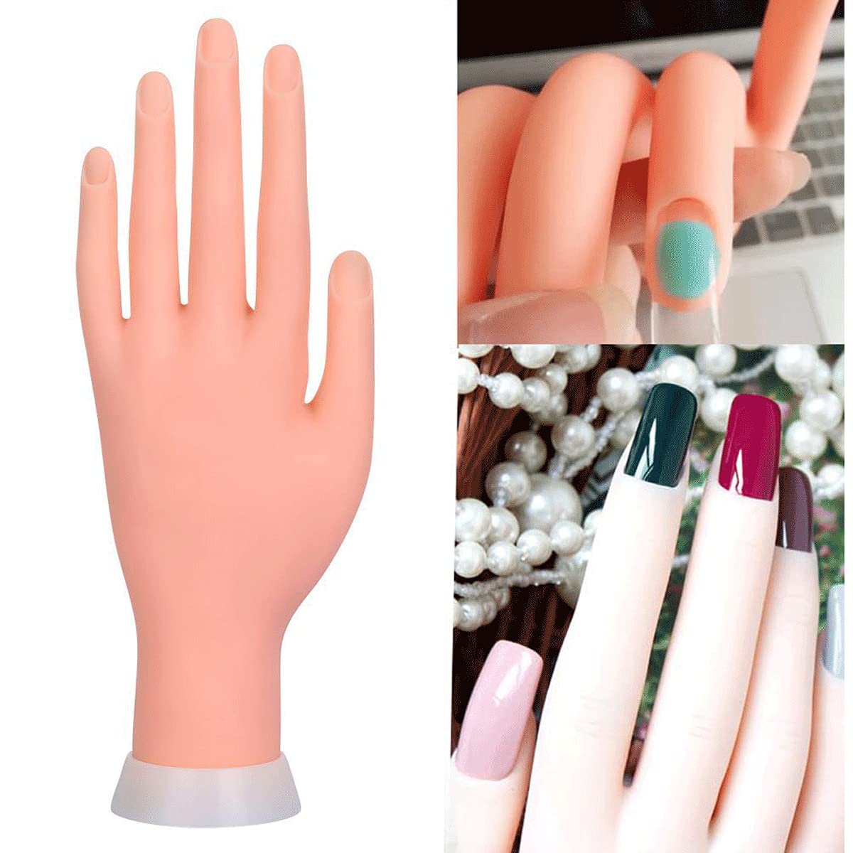Movable Fake Fingers for Nail Art Practice - Reusable Acrylic Nail Training Hand Model | Perfect for Manicurists, Nail Technicians & DIY Nail Art Enthusiasts at Home or Salon