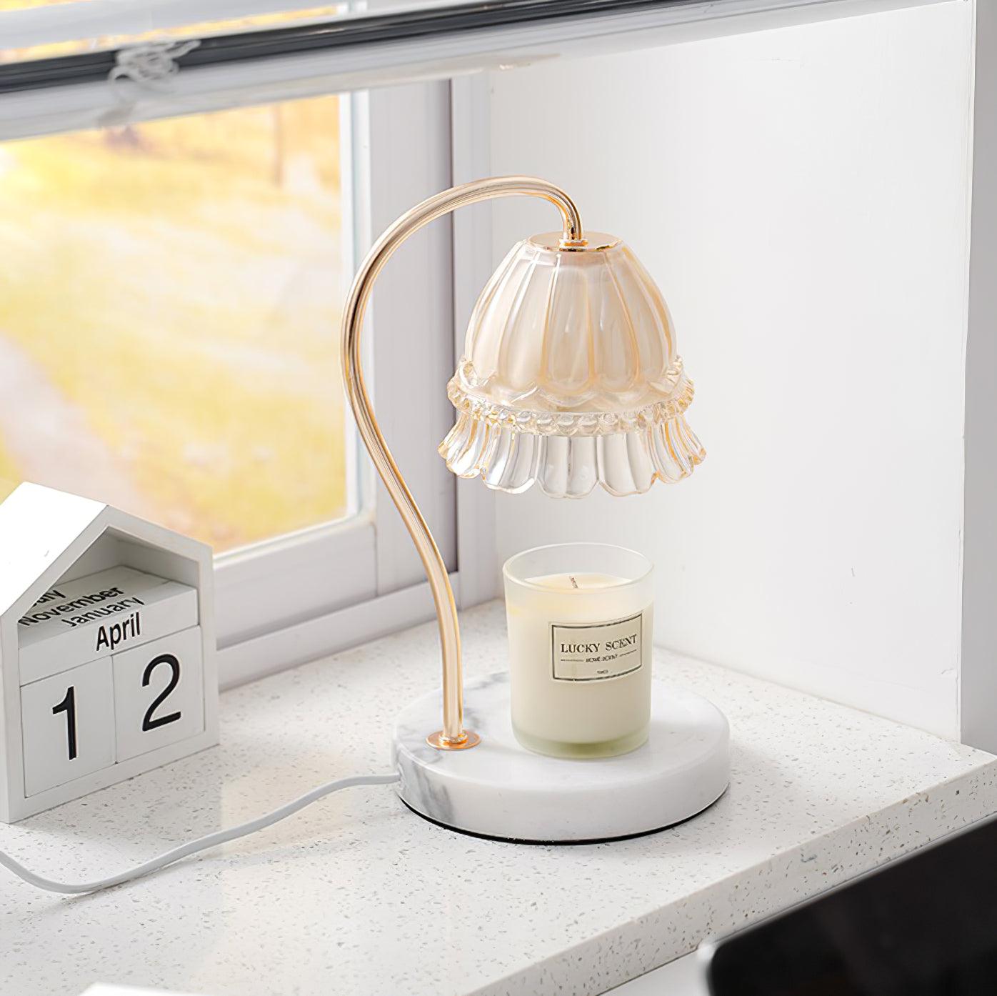 Lily Marble Warmer Table Lamp - Elegant Aromatherapy Diffuser for Home, Office & Spa - Perfect for Relaxation, Meditation & Mood Lighting